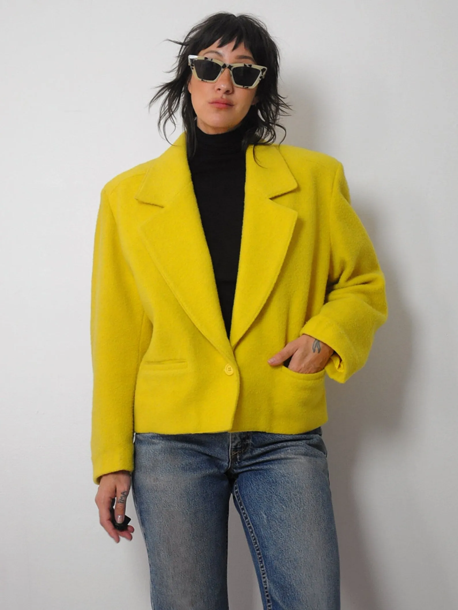 1980's French Cropped Wool Blazer