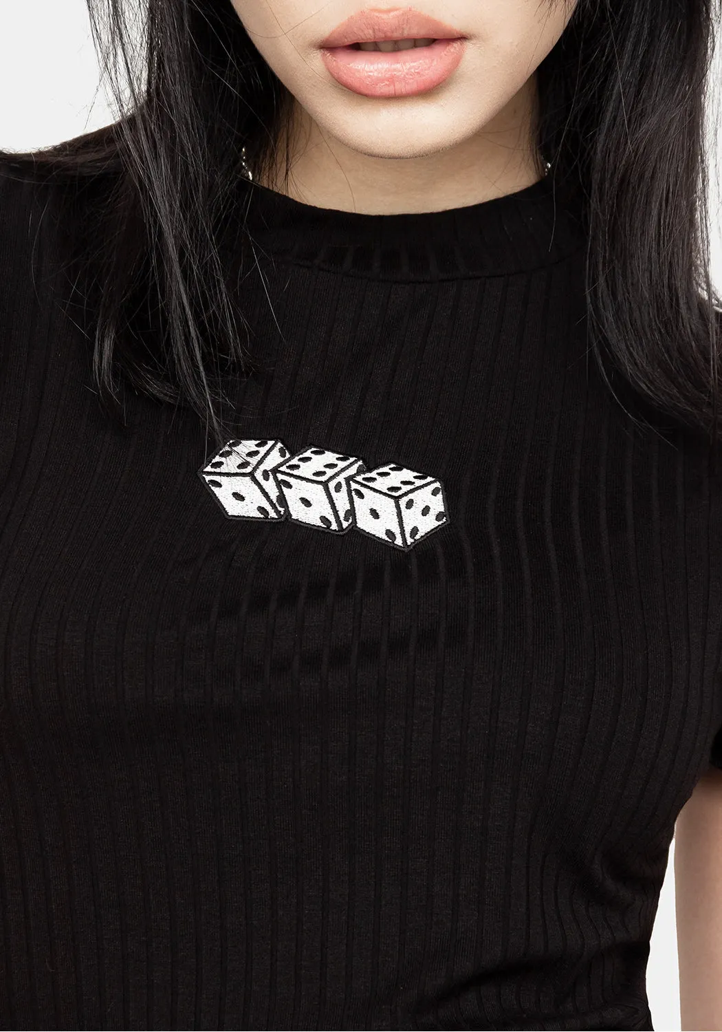 666 Lettuce Edge Ribbed Crop Top