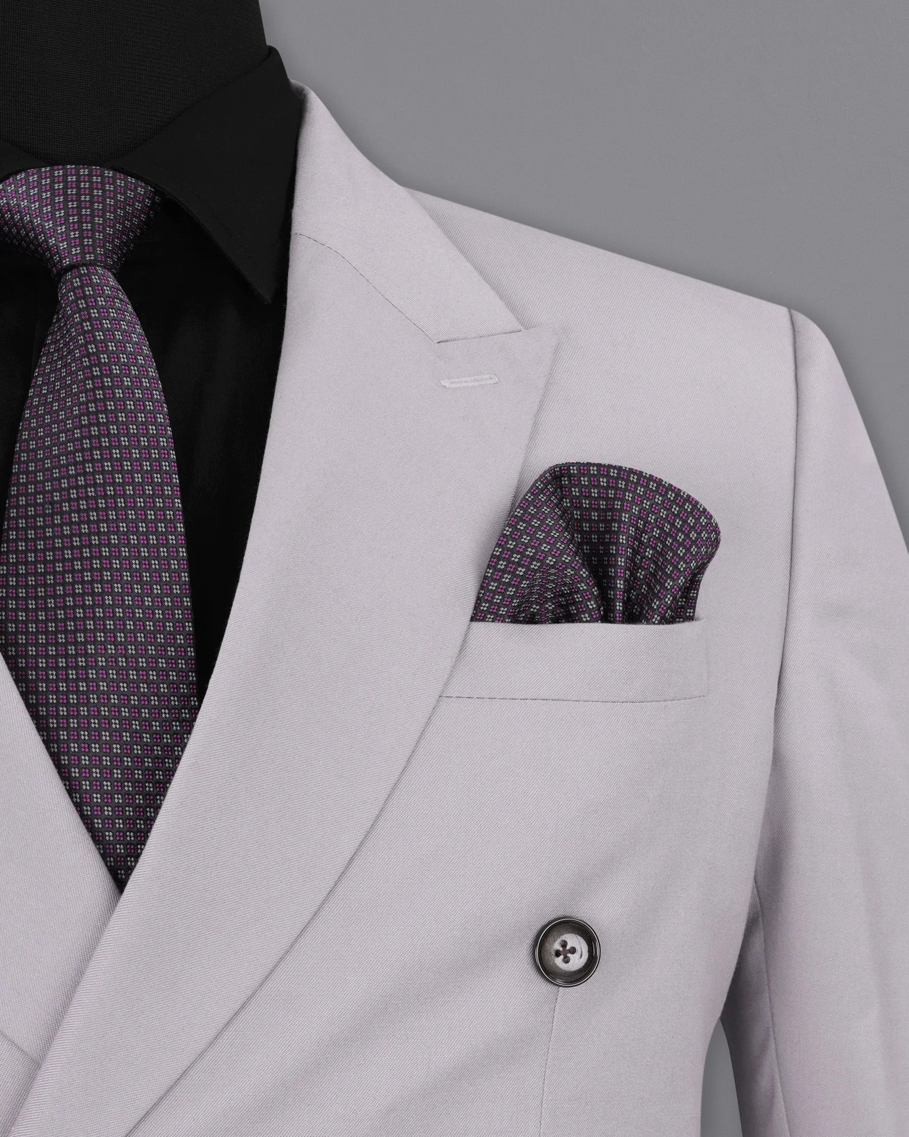 Amethyst Smoke Gray Double-Breasted Blazer