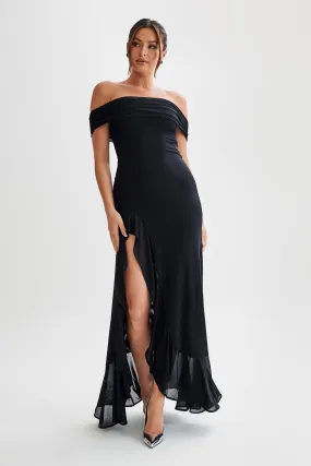 Audrey Off Shoulder Mesh Maxi Dress - Black