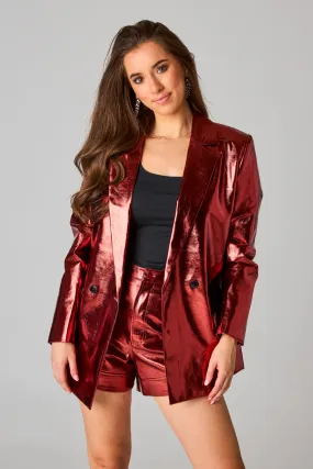 Avery Oversized Metallic Blazer - Bronze