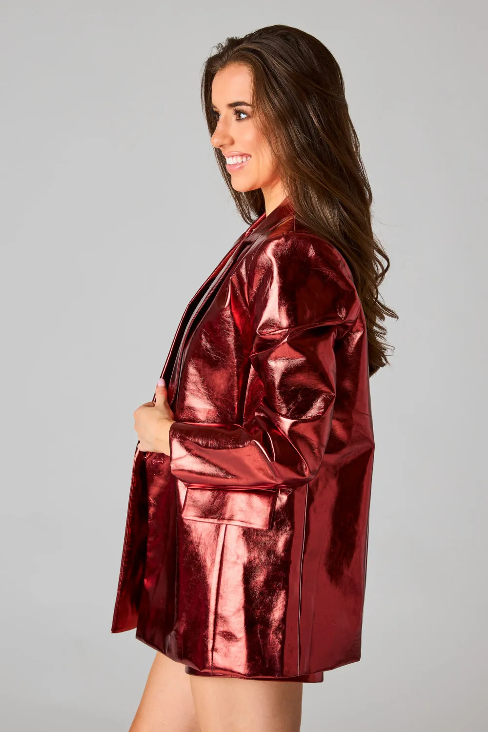 Avery Oversized Metallic Blazer - Bronze