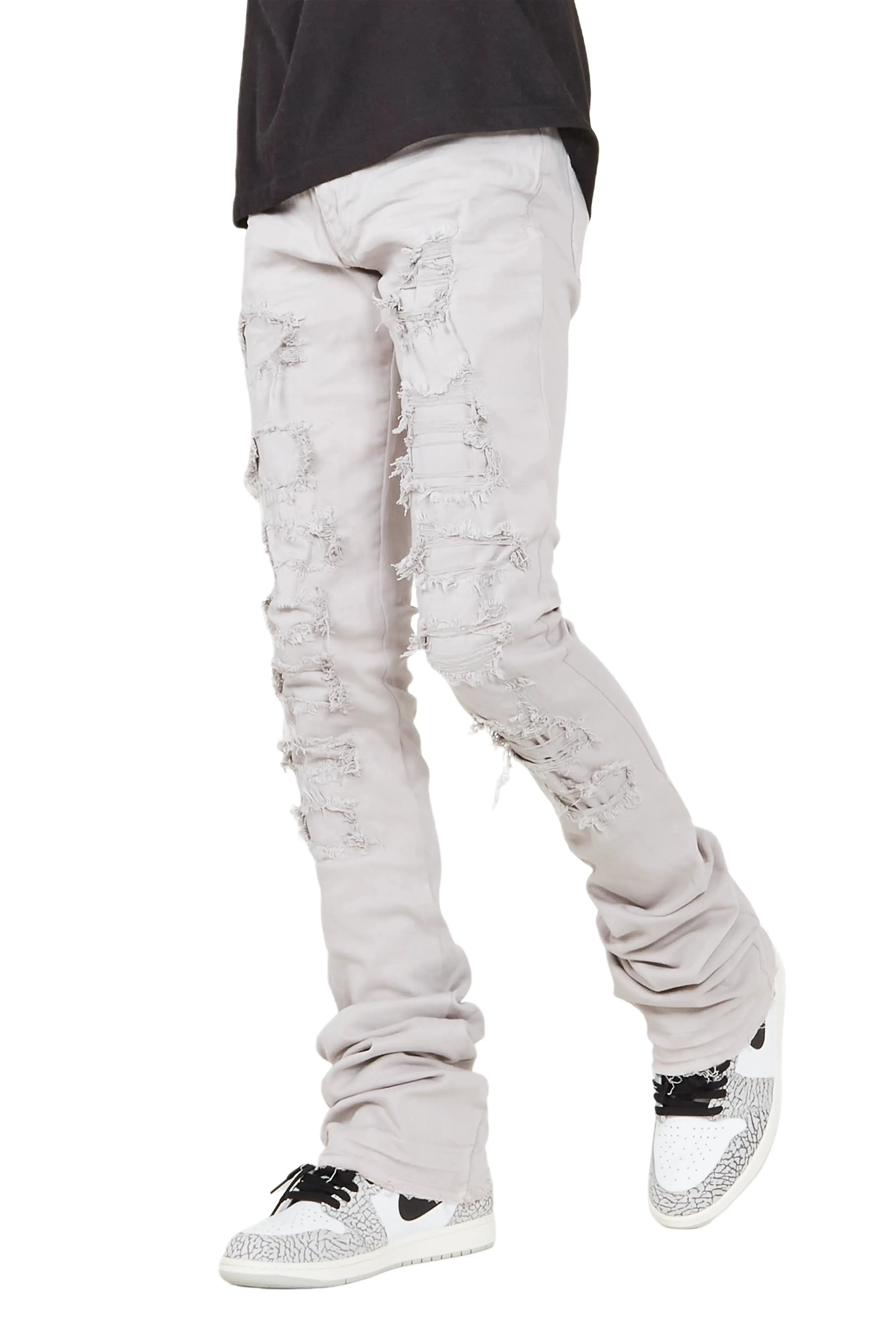 Badal Grey Super Stacked Flare Jean