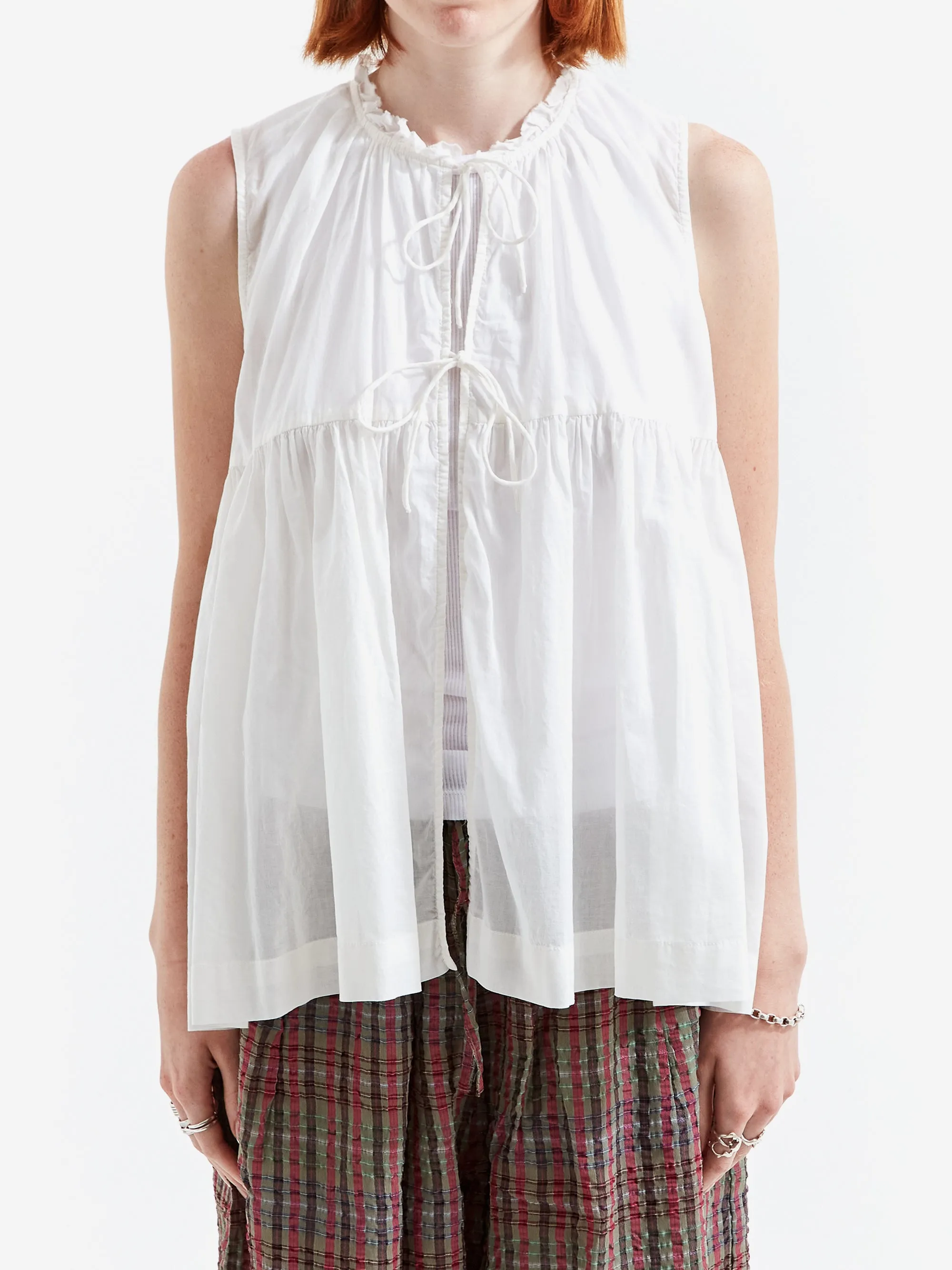 Beams Boy Gathered Sleeveless Top - Off White