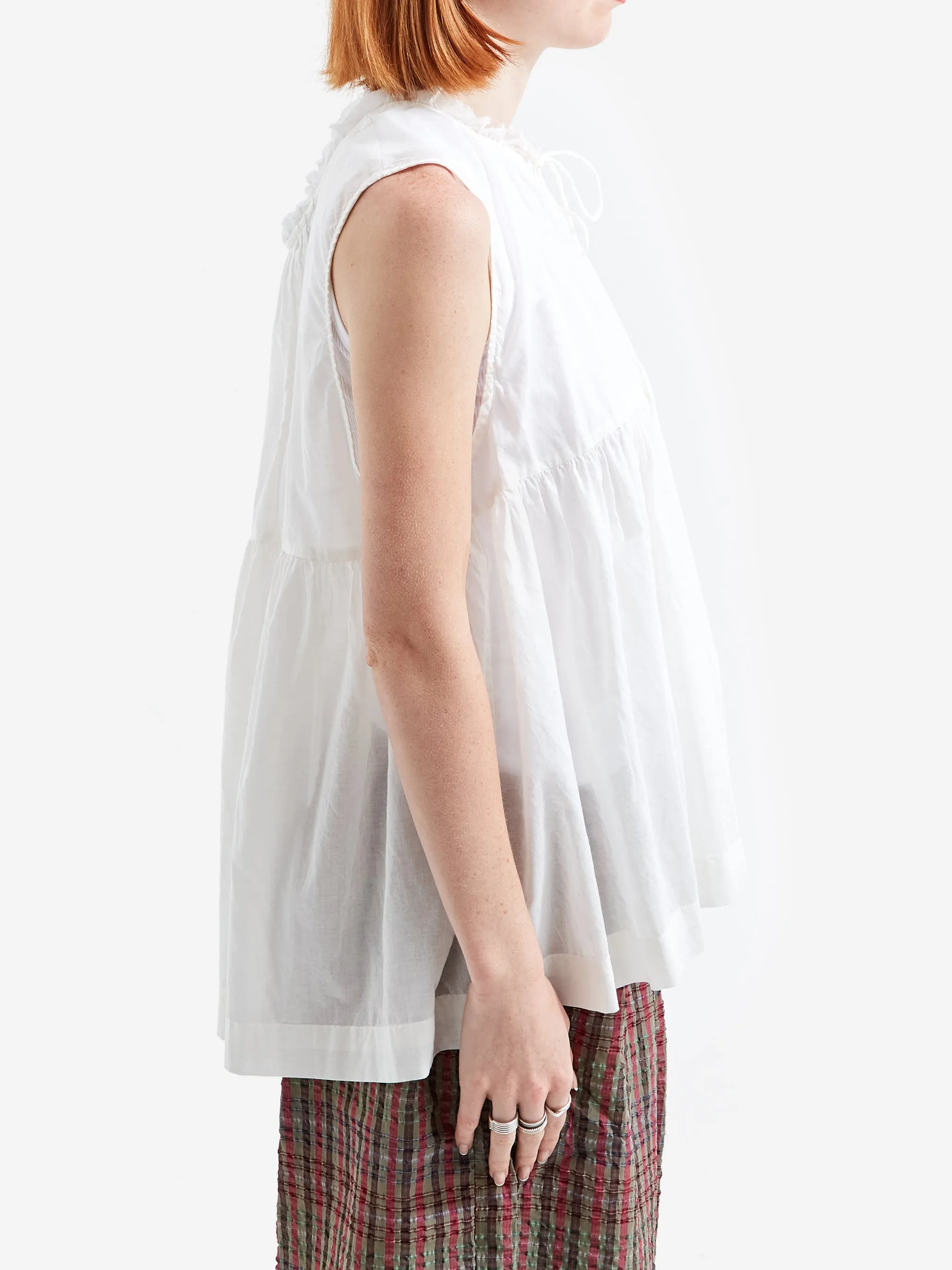 Beams Boy Gathered Sleeveless Top - Off White