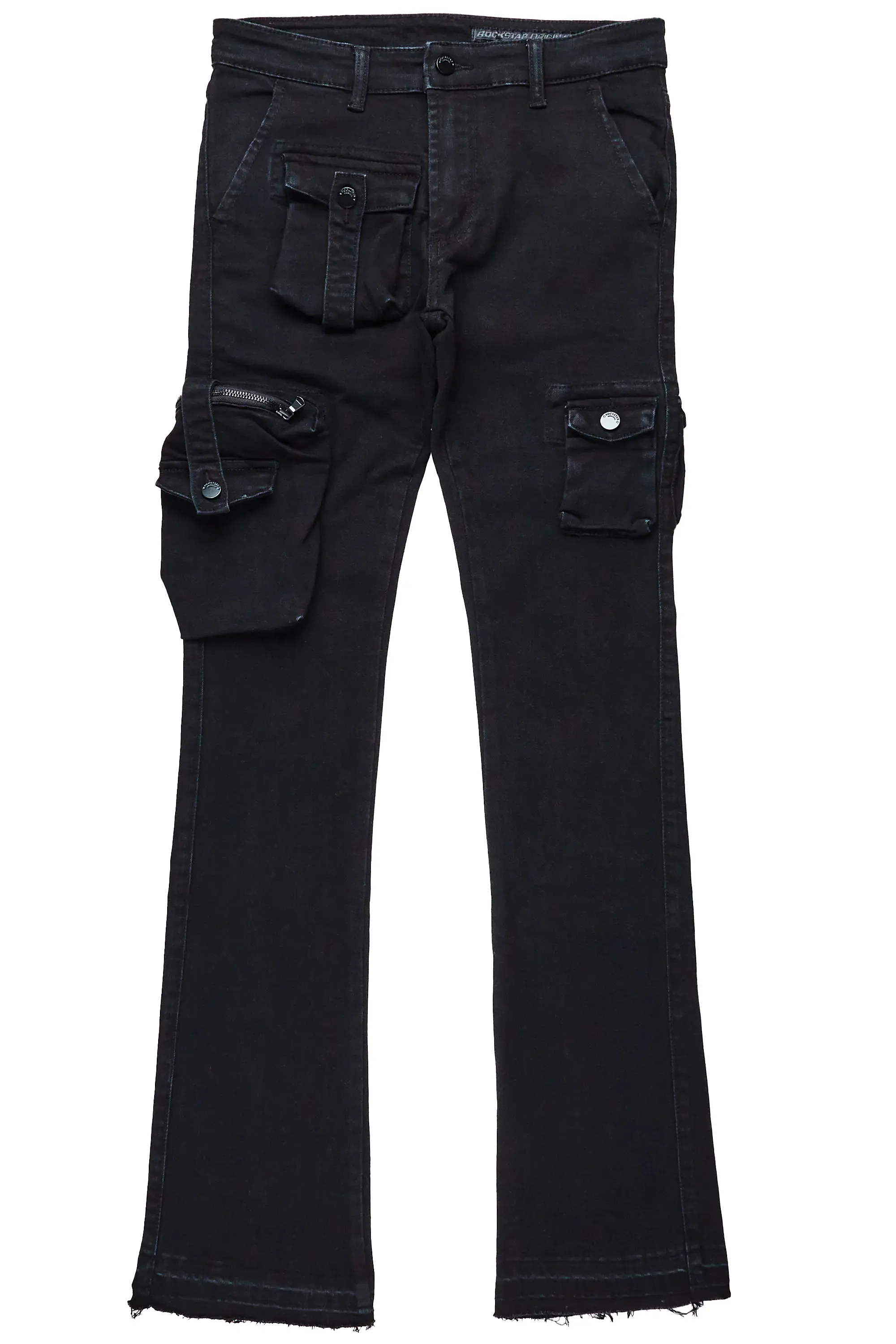 Benti Black Stacked Flare Jean