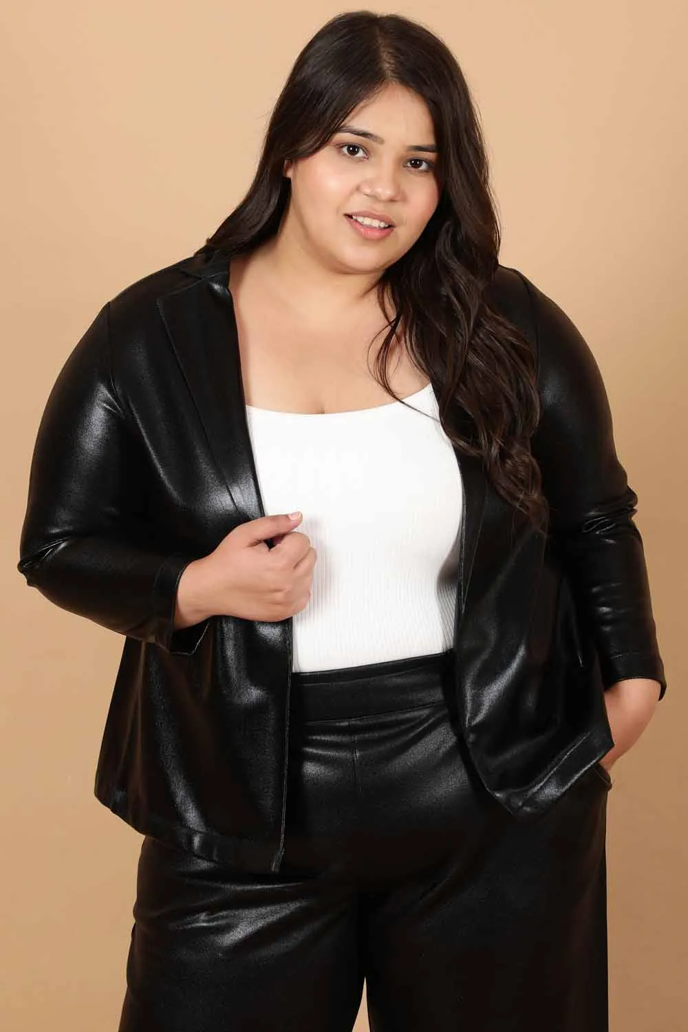 Black Cruelty Free Leather Blazer