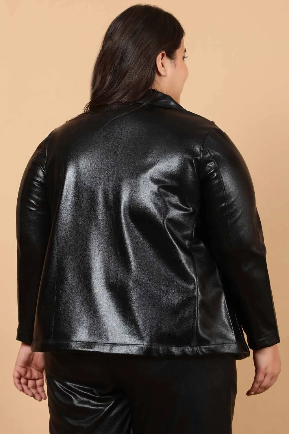 Black Cruelty Free Leather Blazer