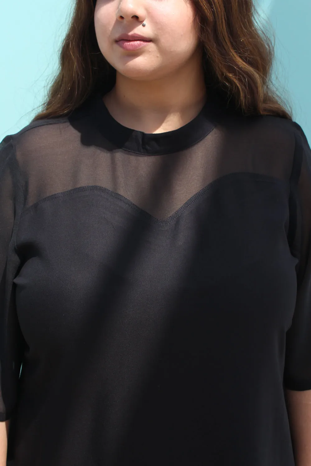 Black Sweetheart Neck Top