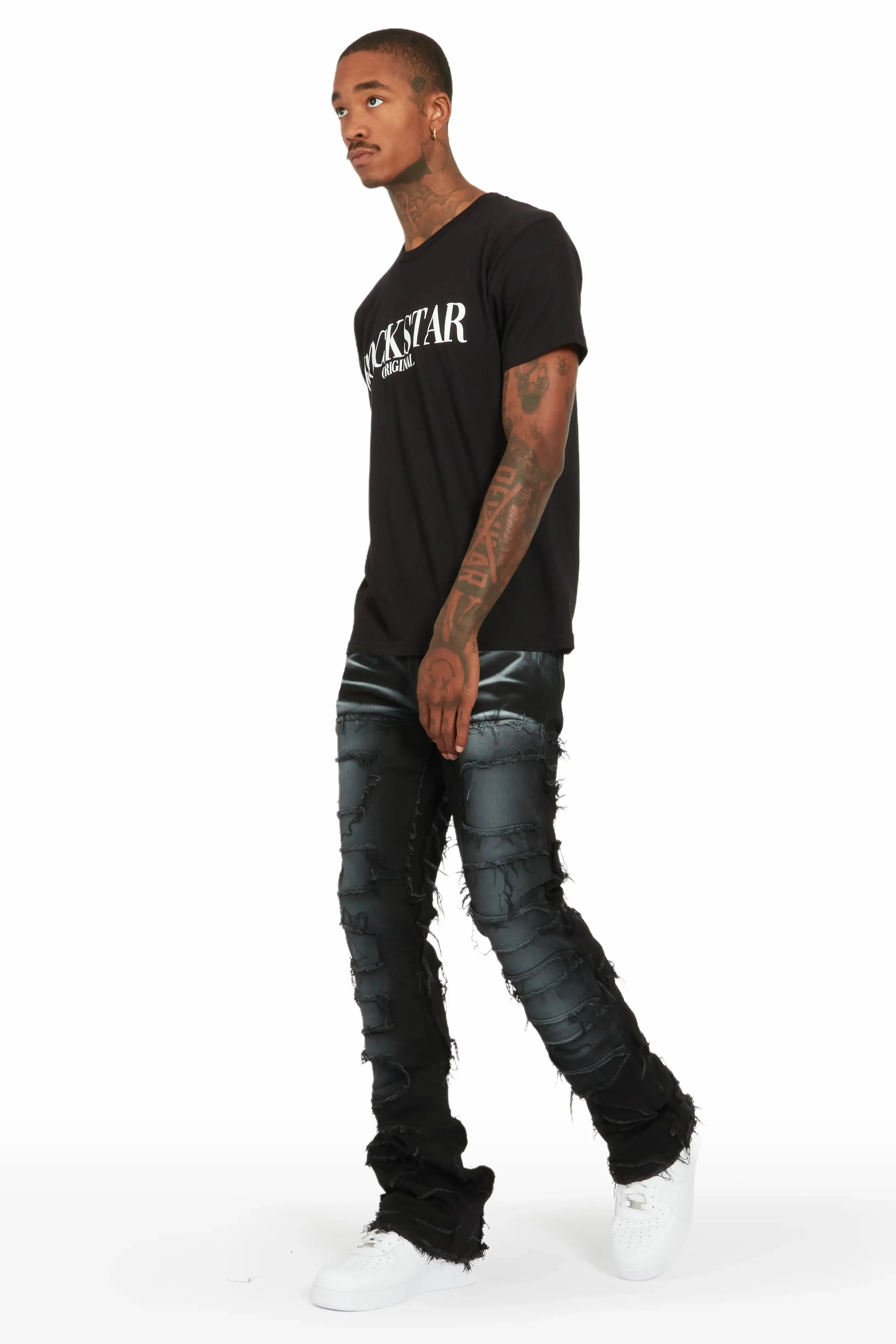 Blaine Black Super Stacked Flare Jean