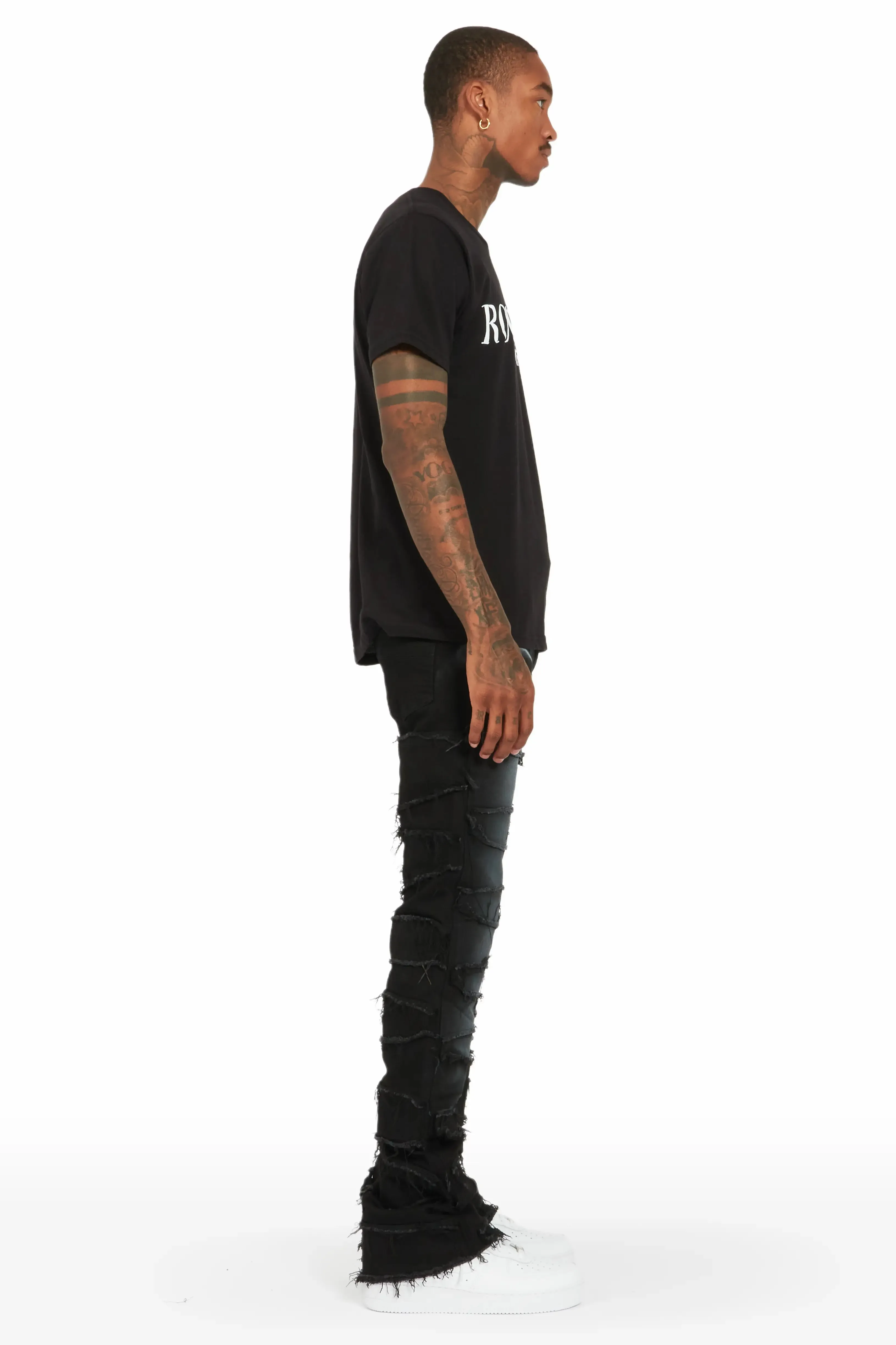 Blaine Black Super Stacked Flare Jean