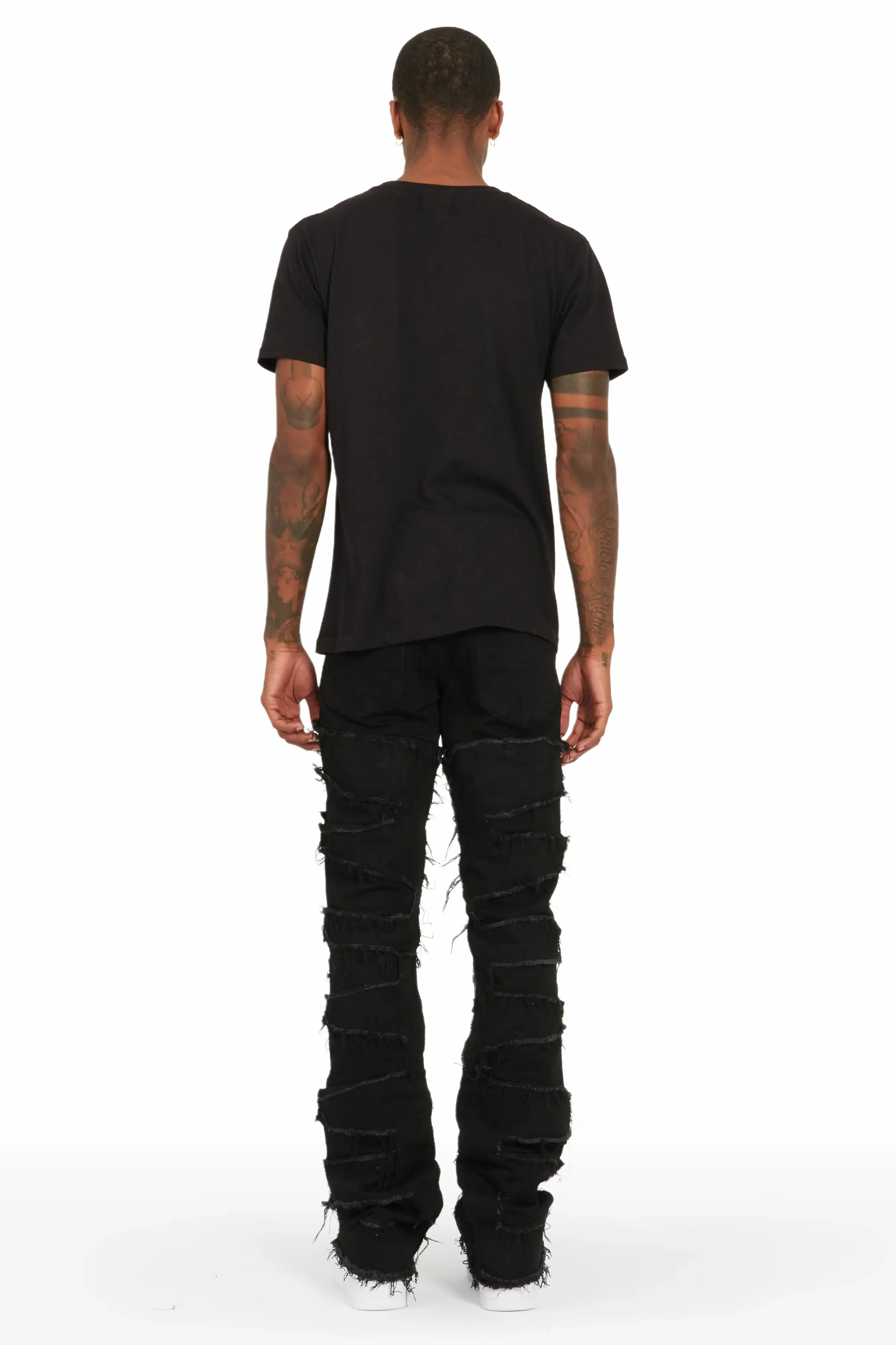 Blaine Black Super Stacked Flare Jean