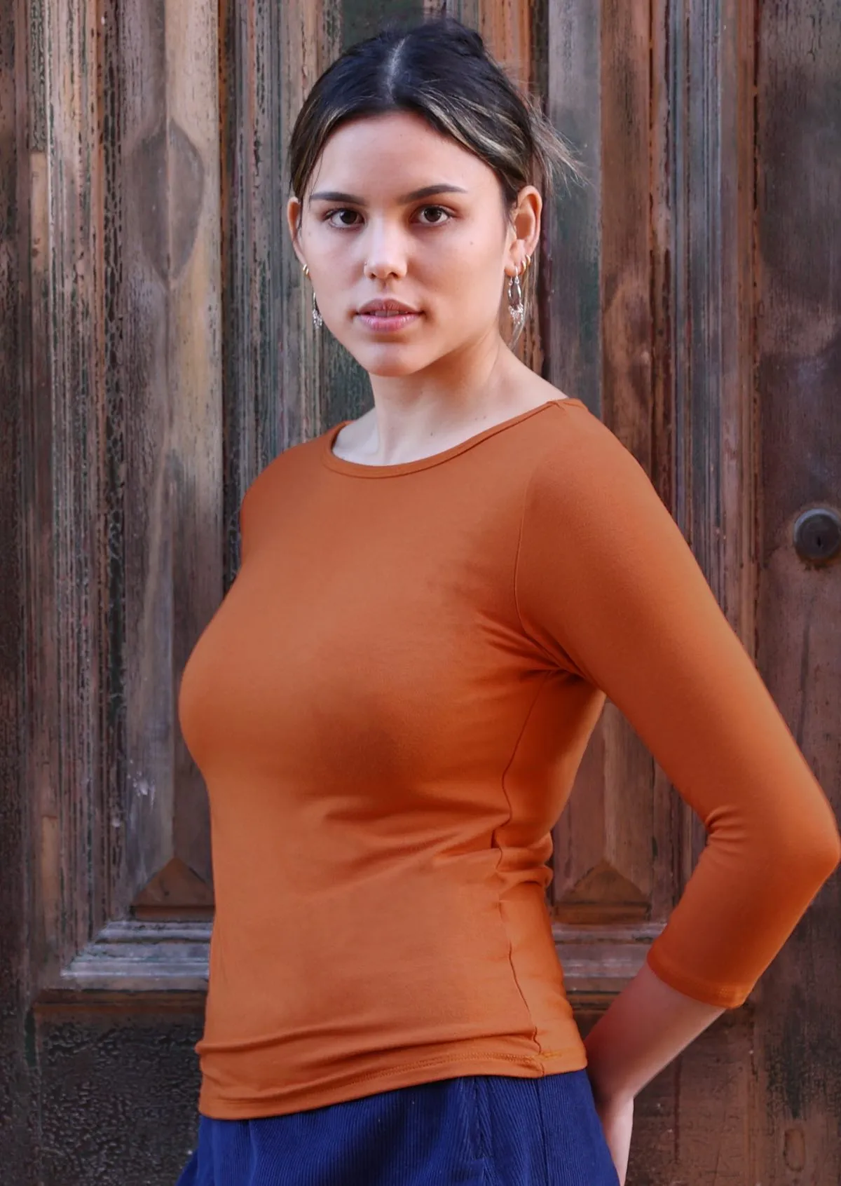 Boat Neck Top Brick Orange