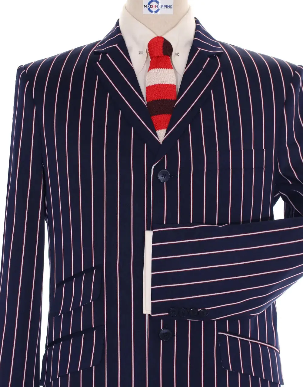 Boating Blazer | Navy Blue and White Striped Blazer