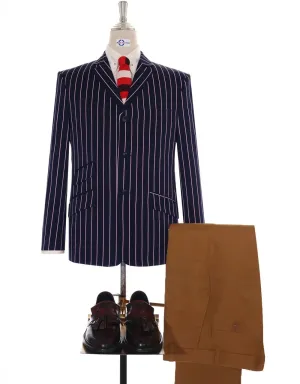 Boating Blazer | Navy Blue and White Striped Blazer