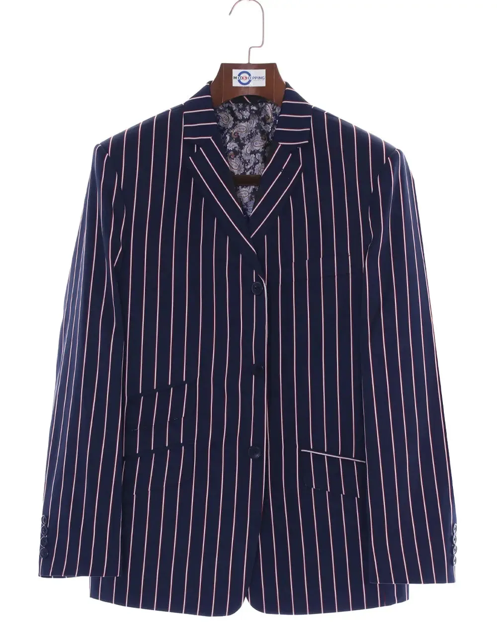 Boating Blazer | Navy Blue and White Striped Blazer