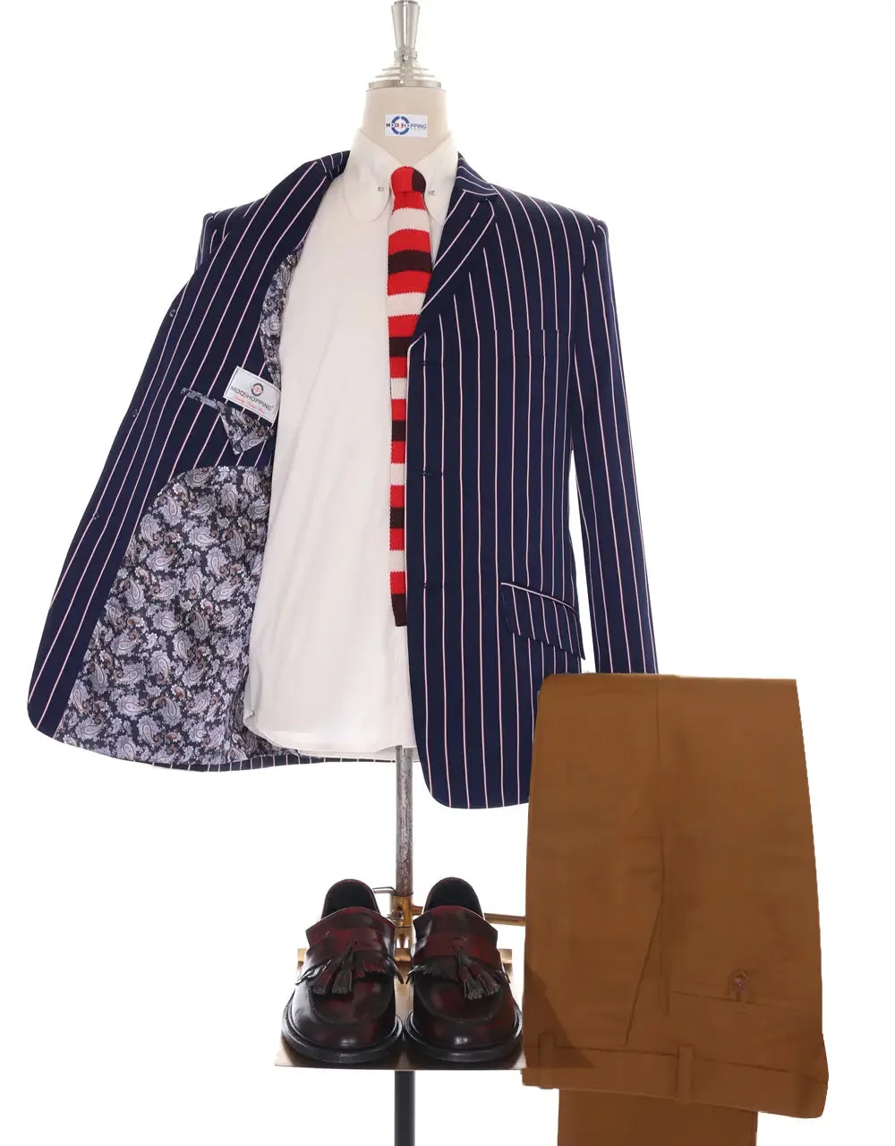 Boating Blazer | Navy Blue and White Striped Blazer