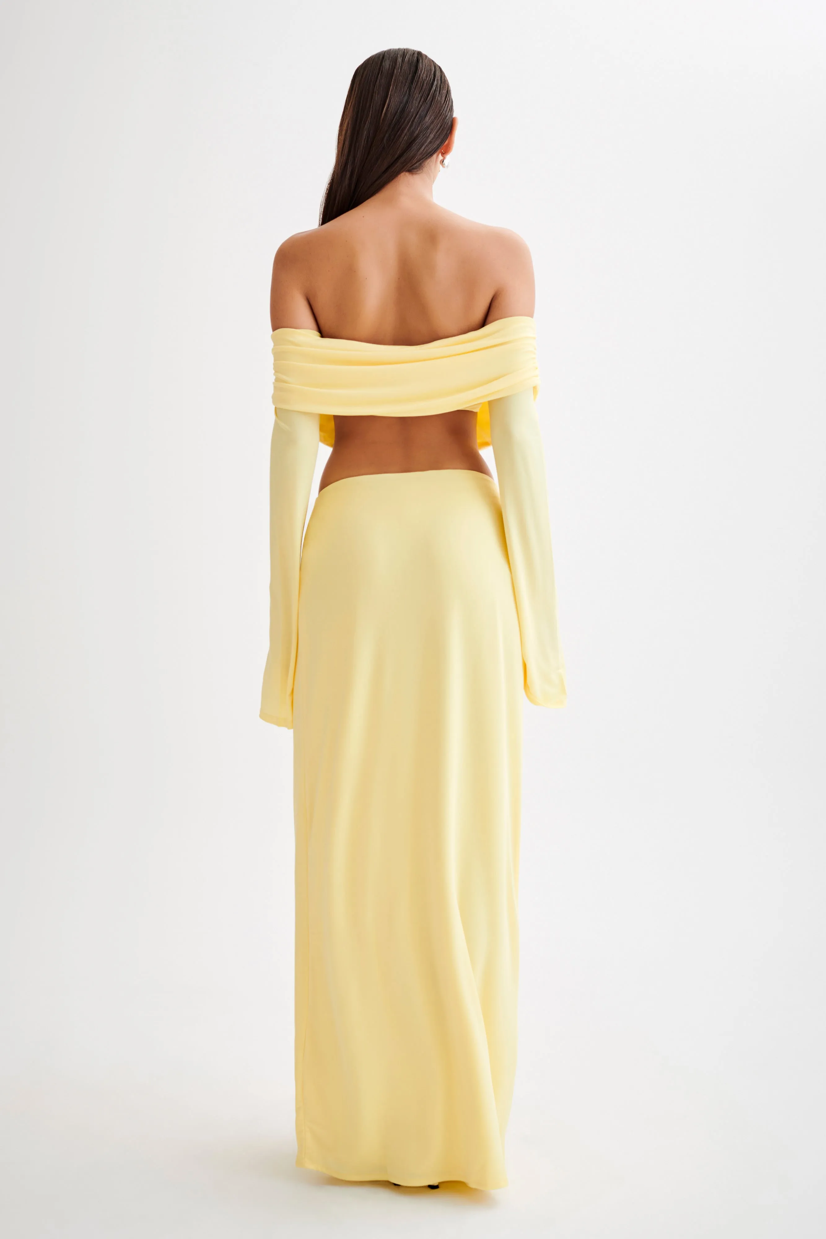 Camryn Slinky Off Shoulder Crop Top - Yellow