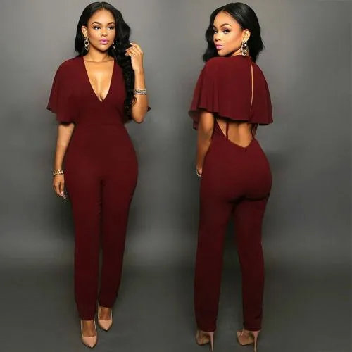 CAPED BACKLESS JUMPSUIT