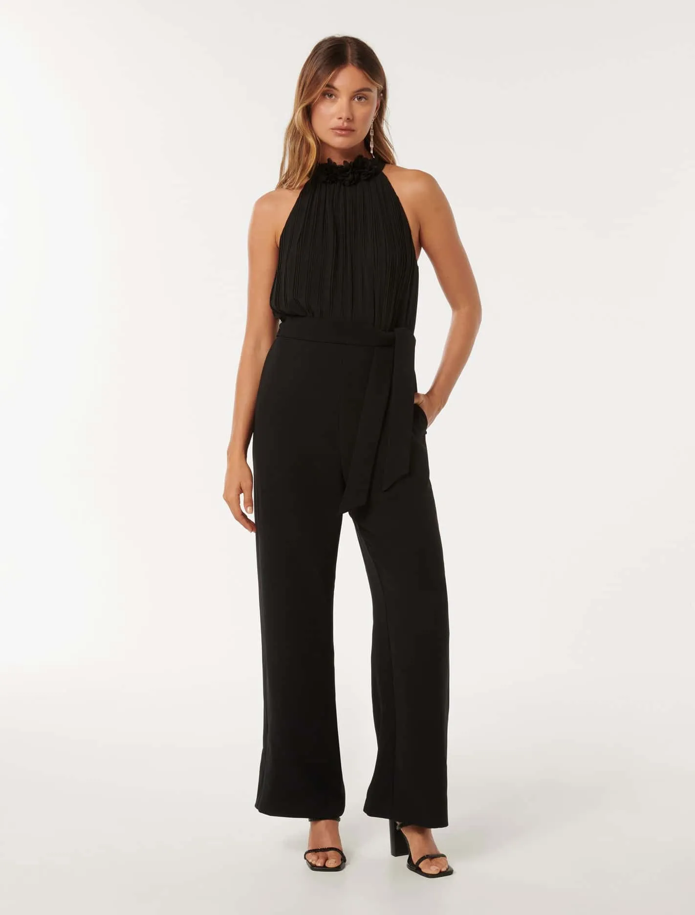 Carter Pleated Rosette Jumpsuit