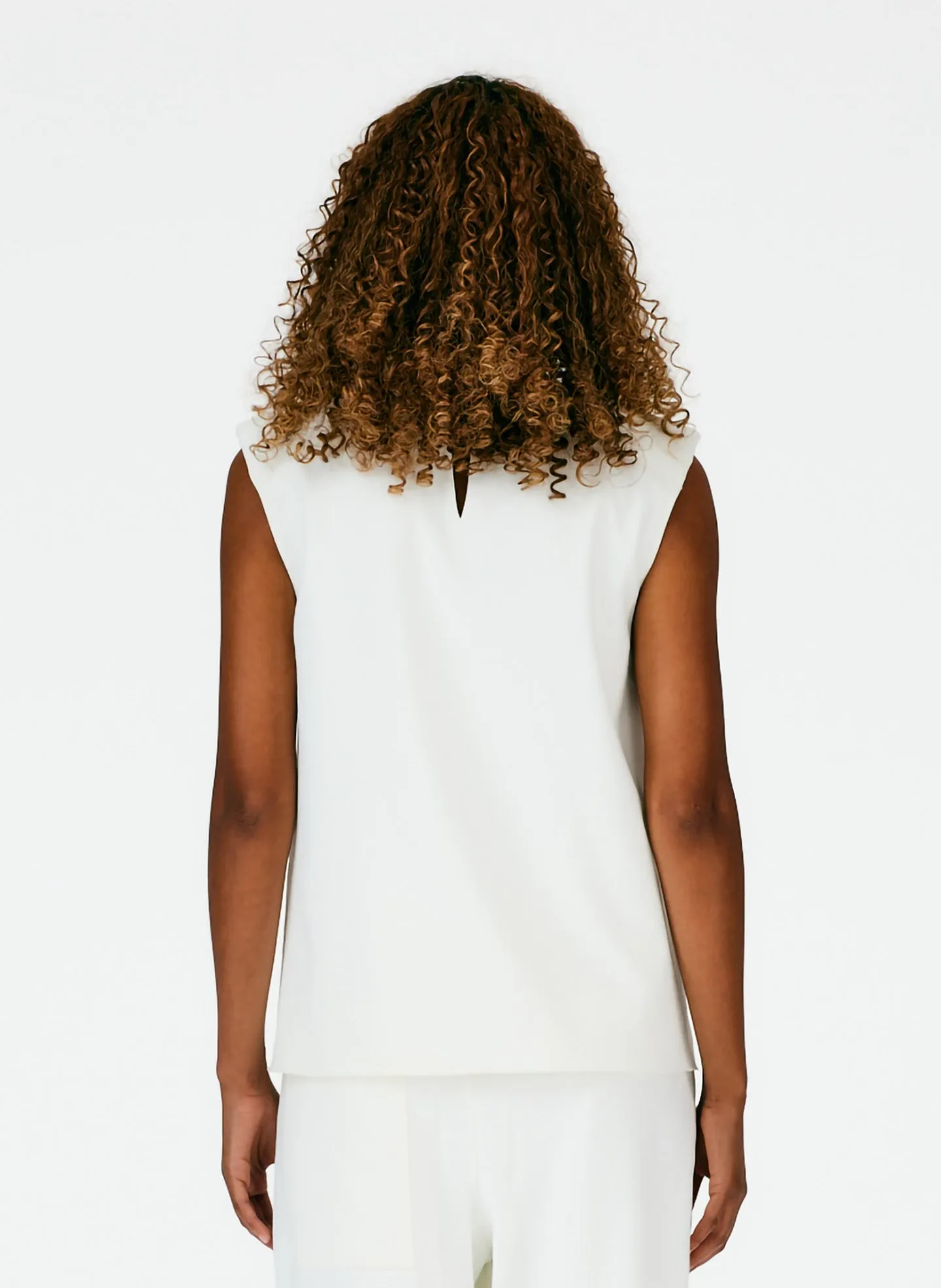 Chalky Drape Padded Shoulder Sleeveless Top