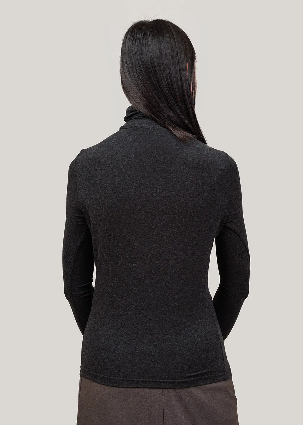 Charcoal Roll Neck Jersey Top