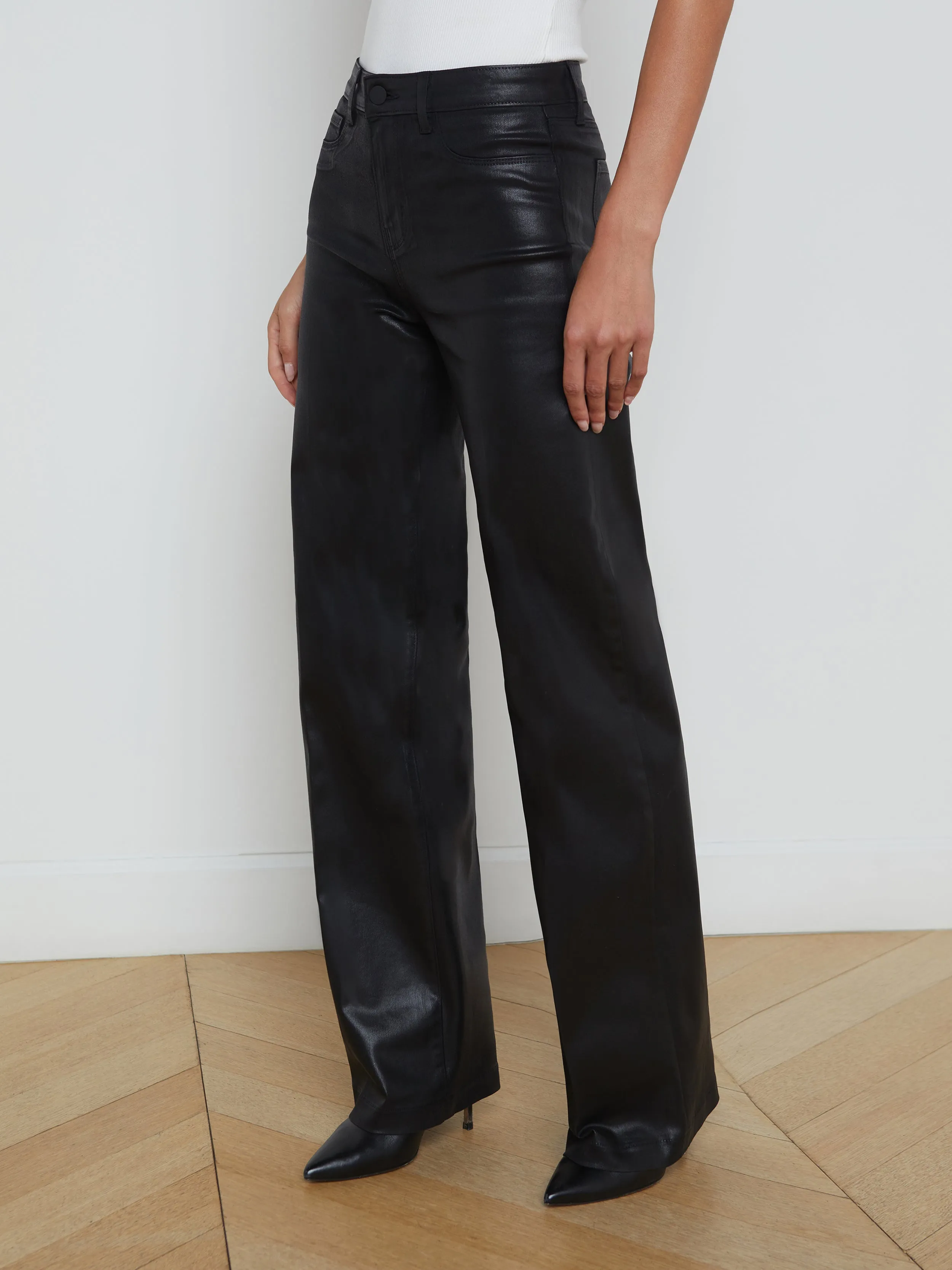 Clayton Coated Wide-Leg Jean