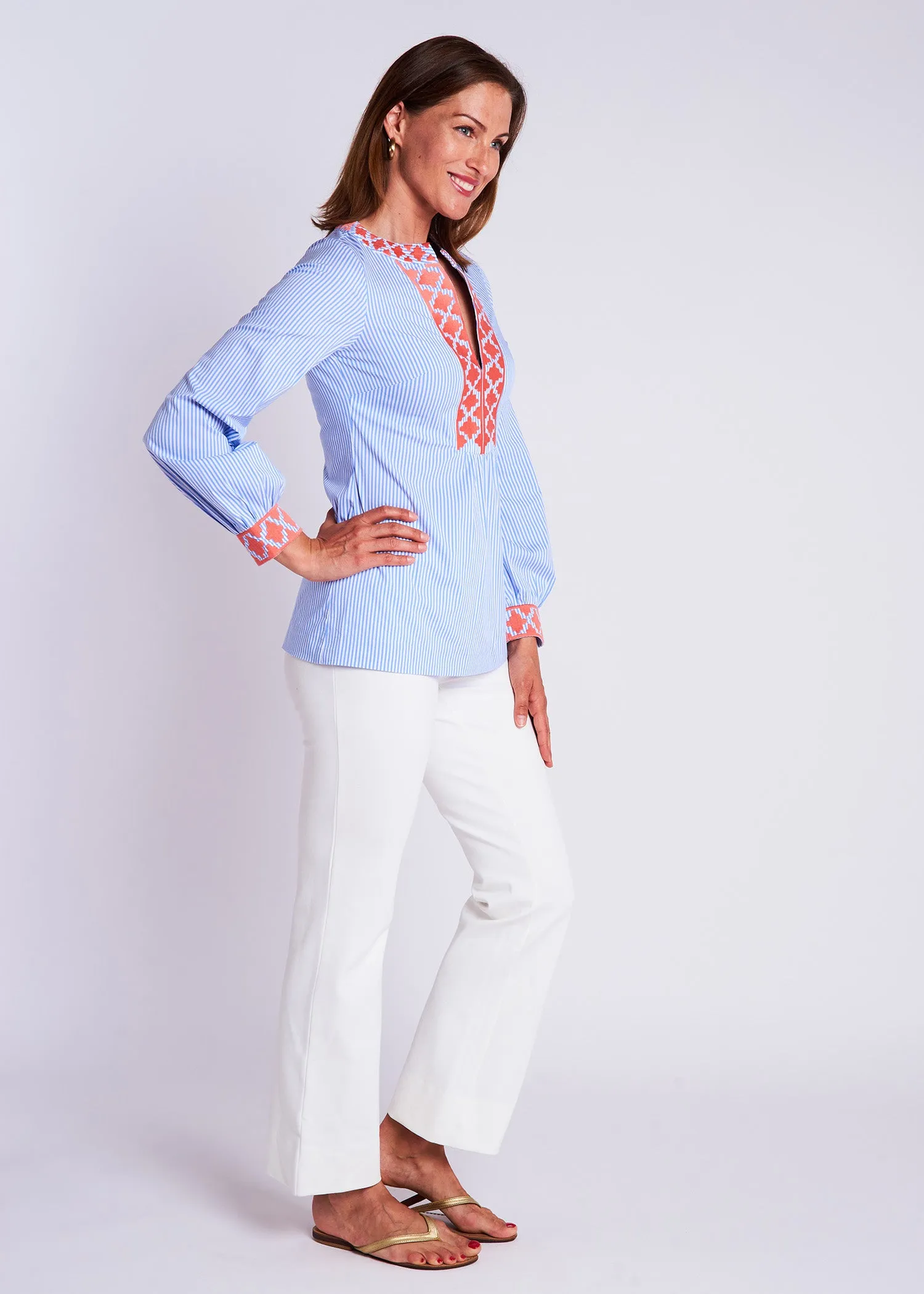 Clementine Blouse - Blue Stripe