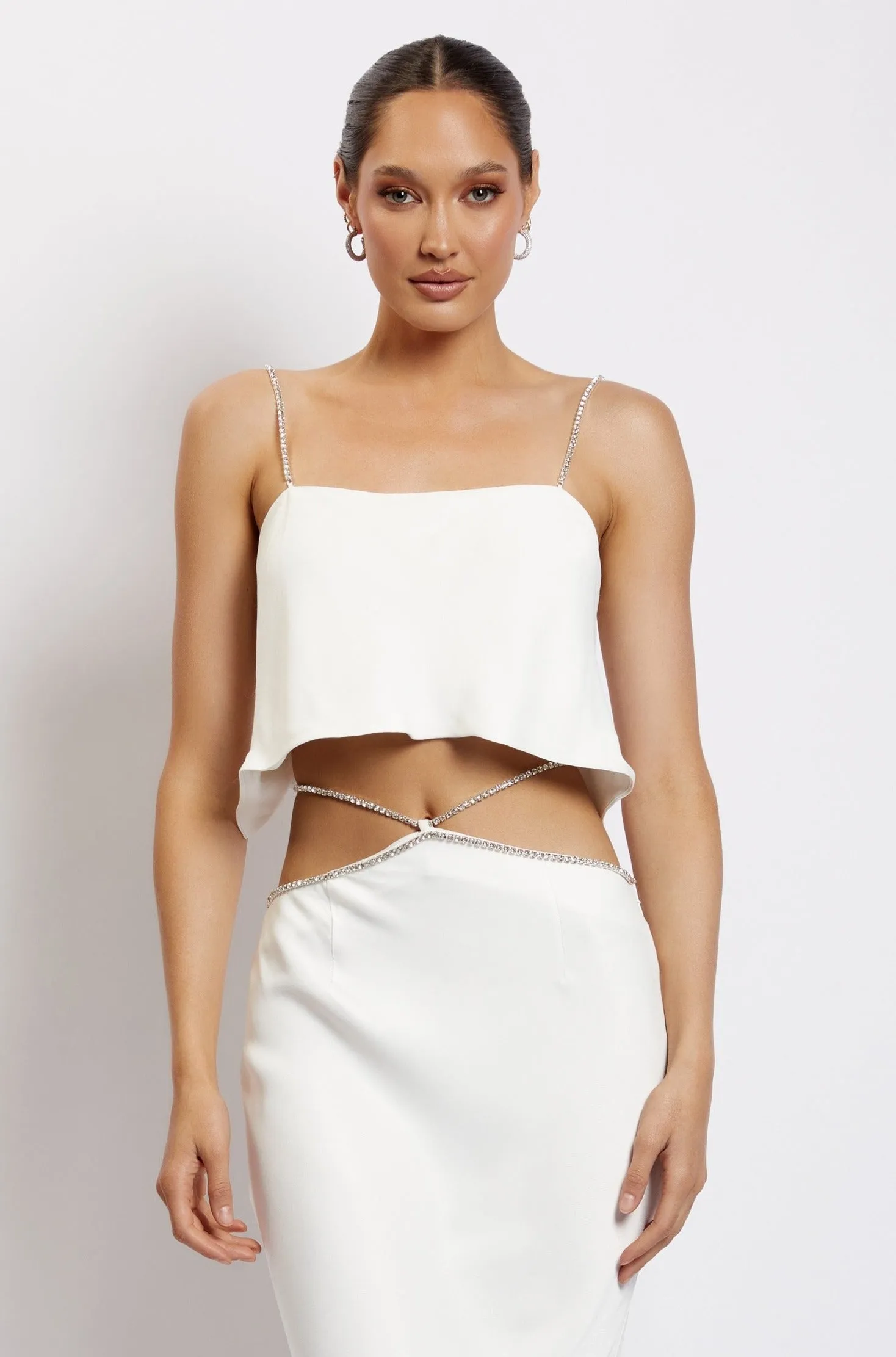 Dayana Straight Cut Crop Top - White