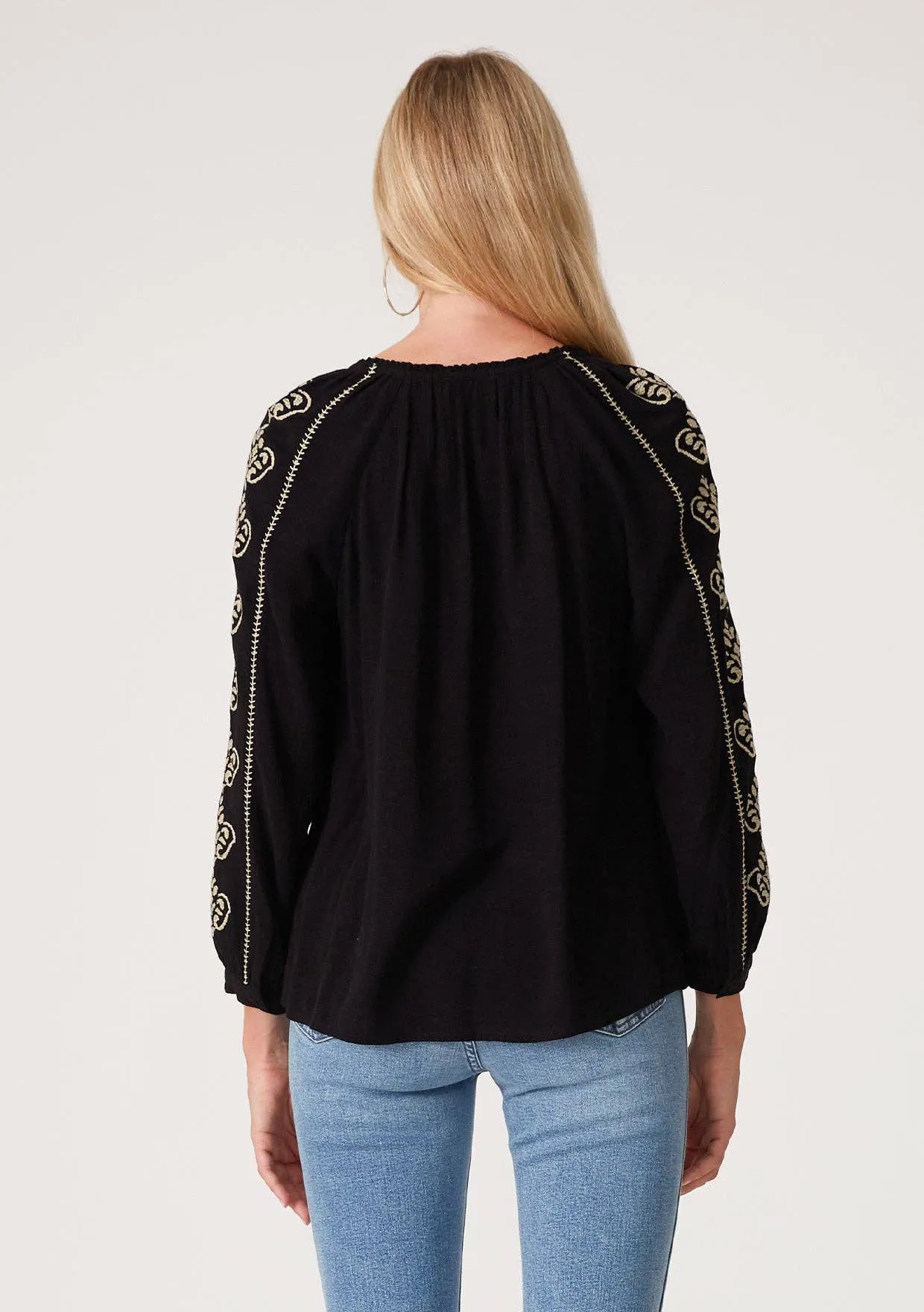 Demi Embroidered Peasant Blouse