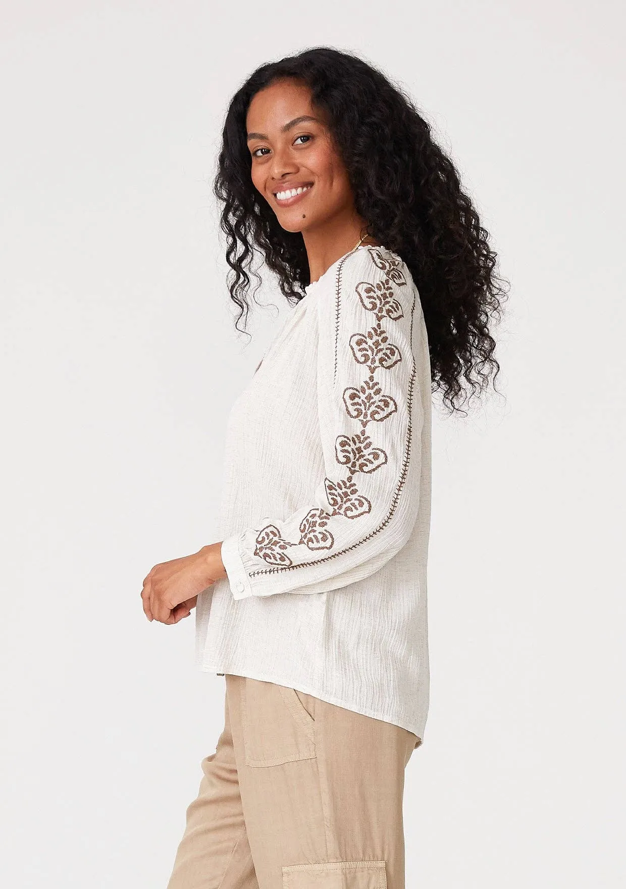 Demi Embroidered Peasant Blouse