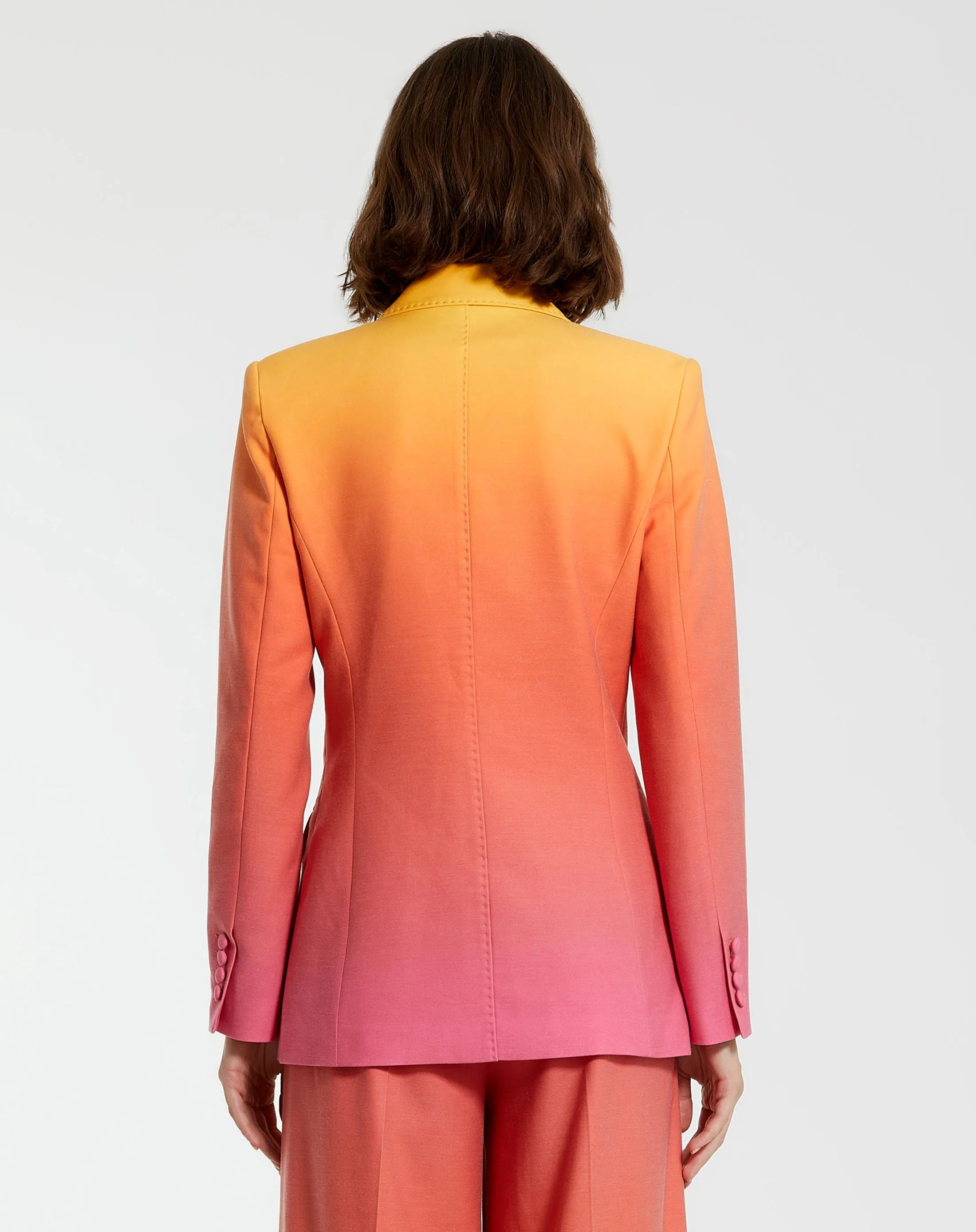 Ombre Sunset Double-Breasted Crepe Blazer