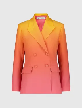 Ombre Sunset Double-Breasted Crepe Blazer