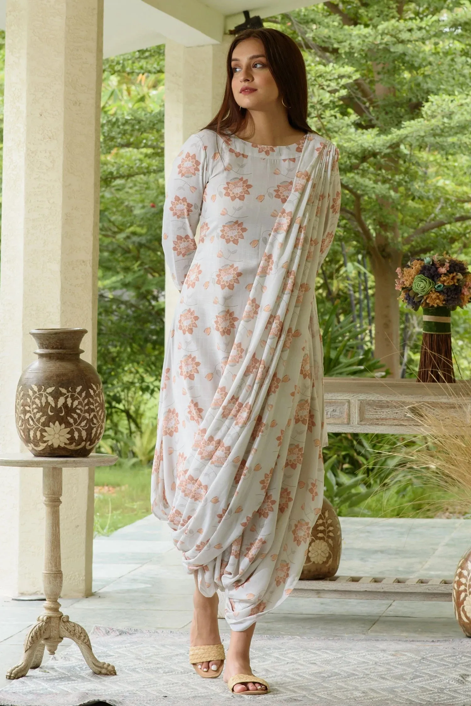 Draped Jumpsuit With Dupatta