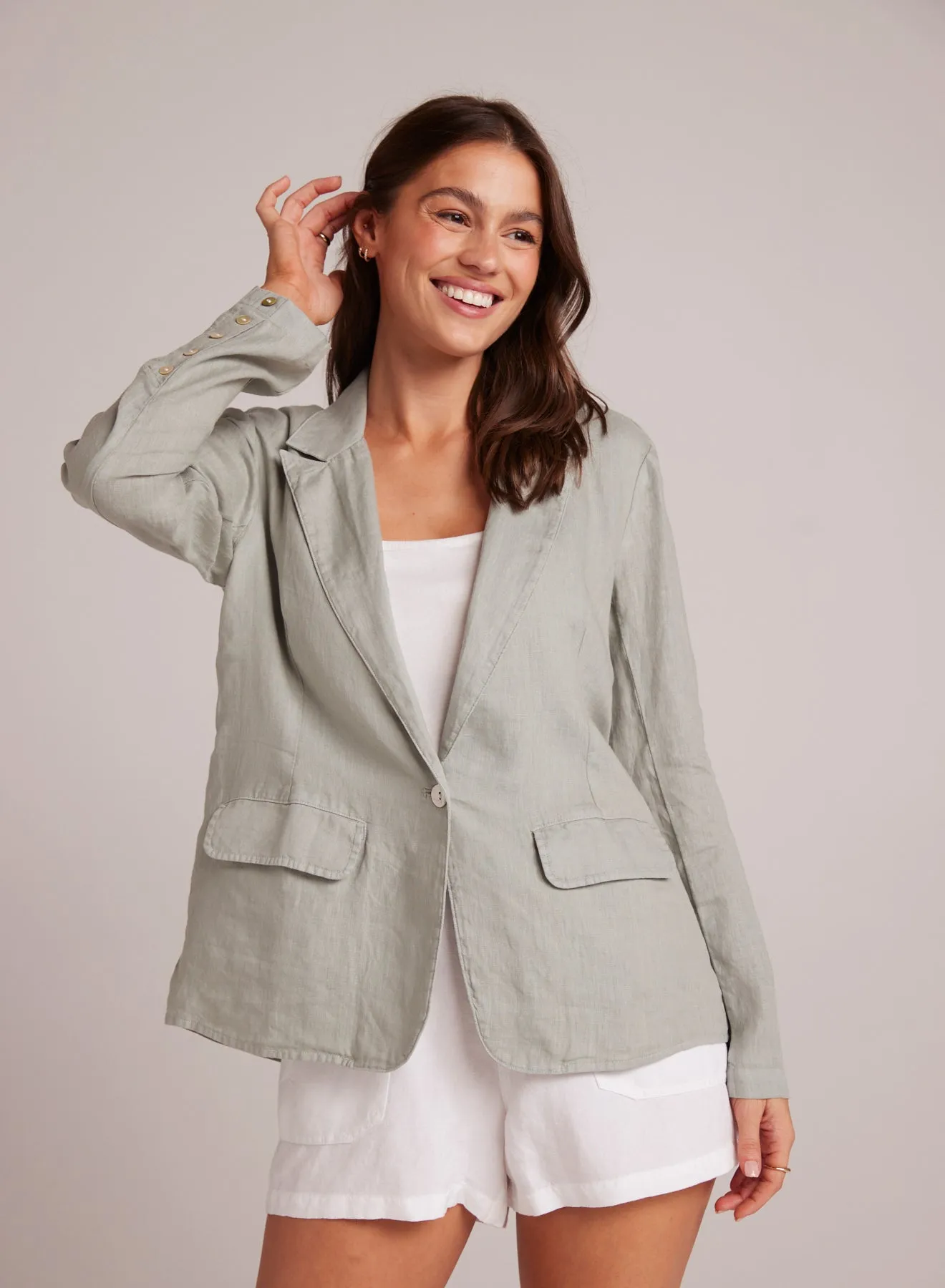 Easy Linen Longline Blazer - Oasis Green