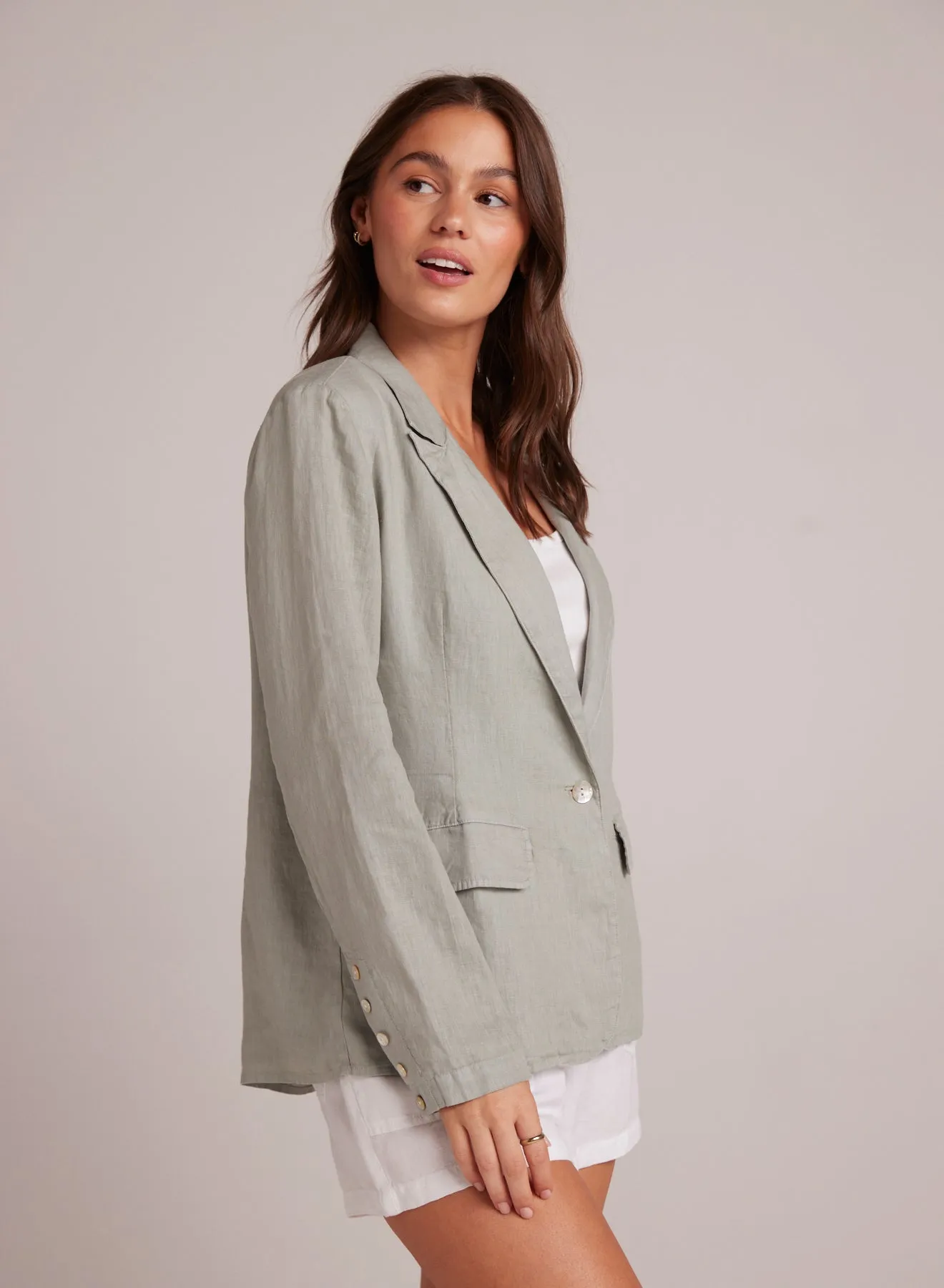 Easy Linen Longline Blazer - Oasis Green