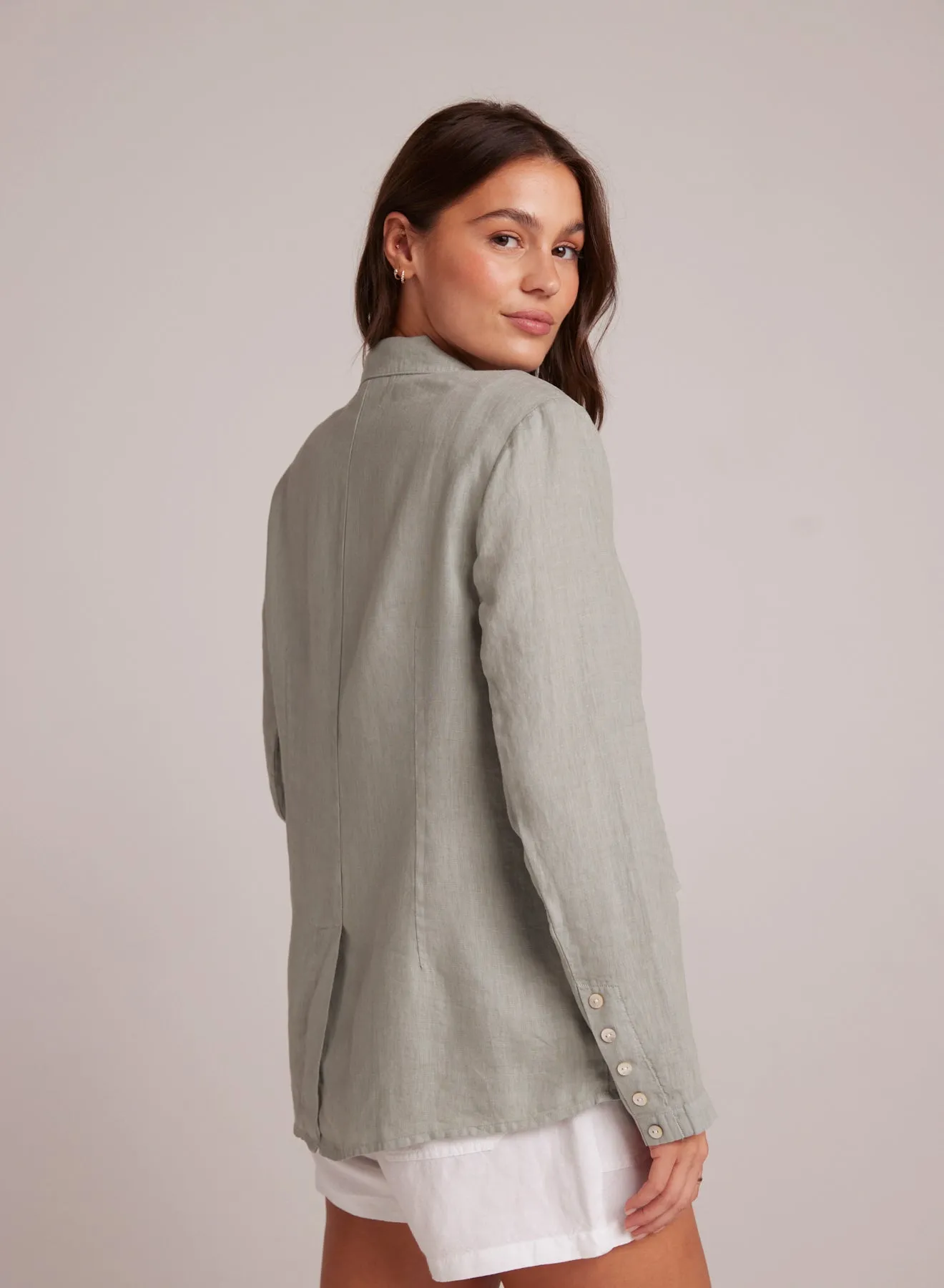 Easy Linen Longline Blazer - Oasis Green