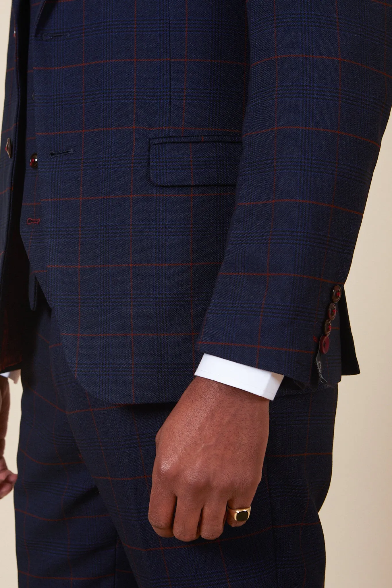 EDINSON - Navy Wine Check Blazer