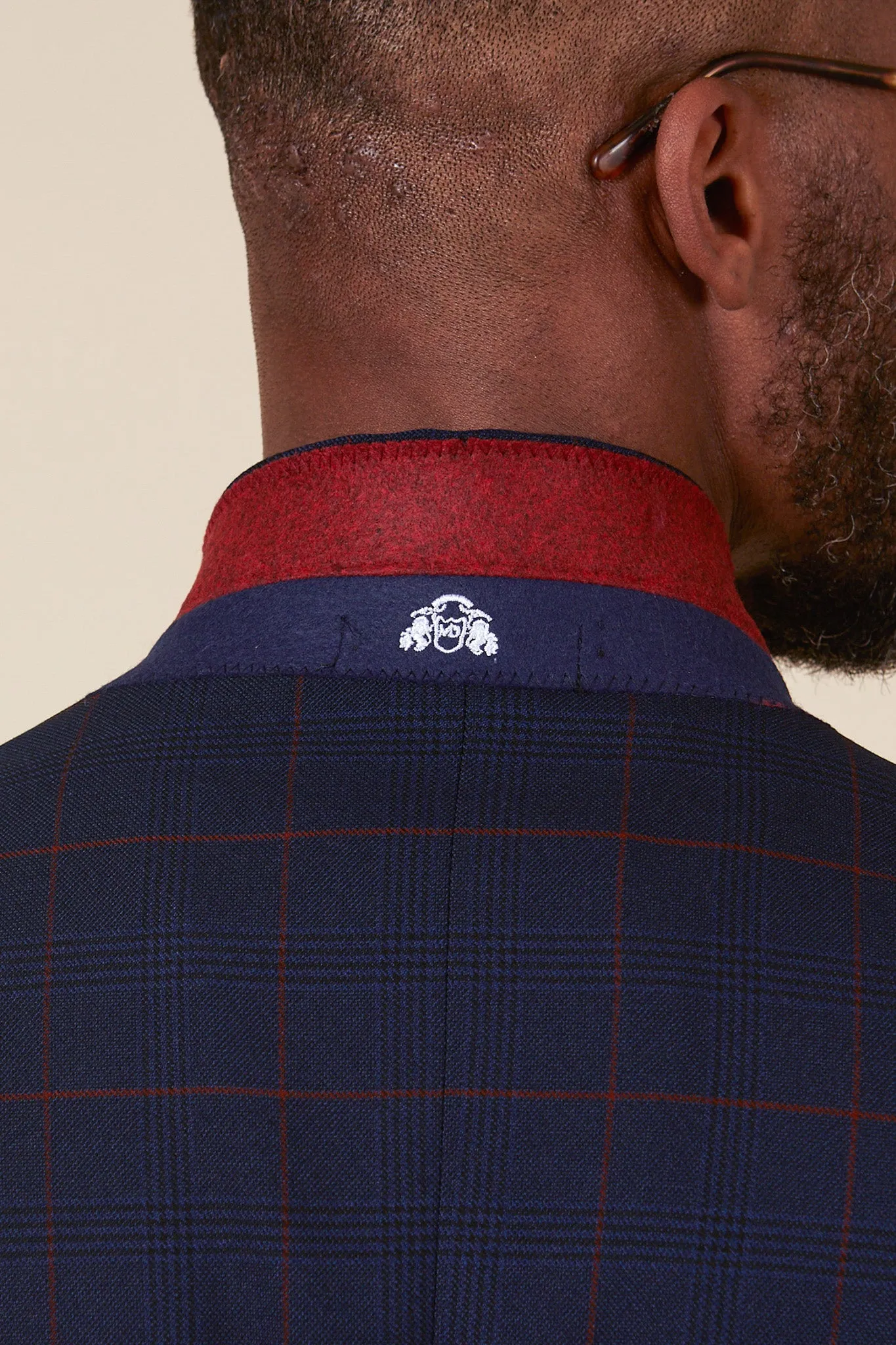 EDINSON - Navy Wine Check Blazer