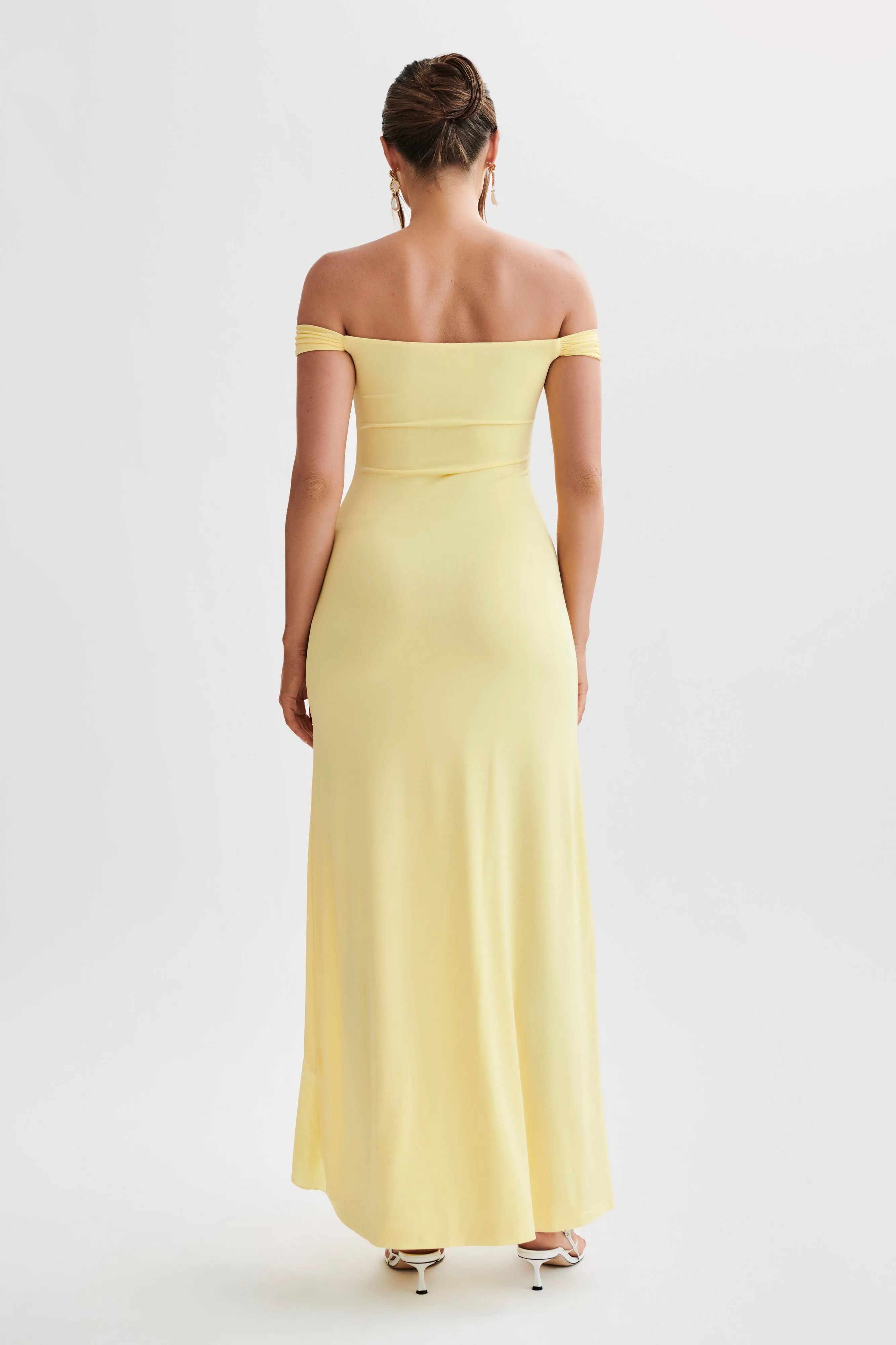 Yellow Off-Shoulder Maxi Dress - Elegant Eisley Slinky Design