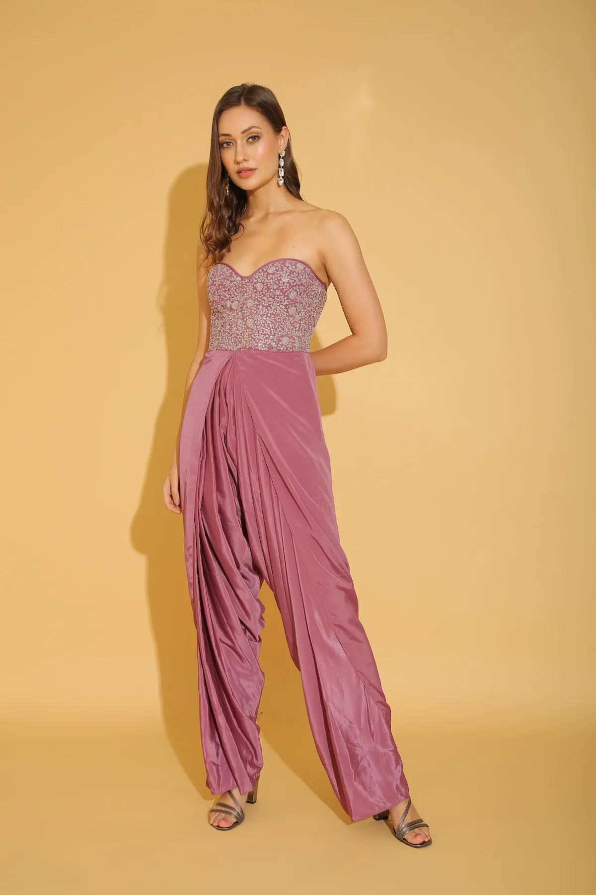 Embroidered Corset Dhoti Jumpsuit