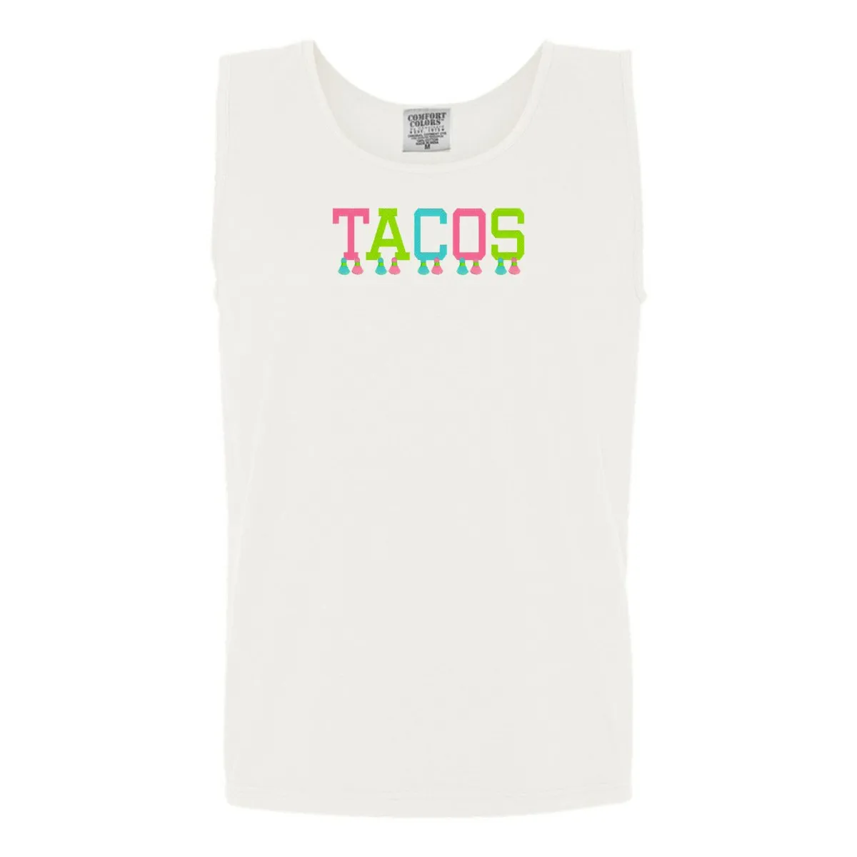 Embroidered Tasseled 'Tacos' Tank Top