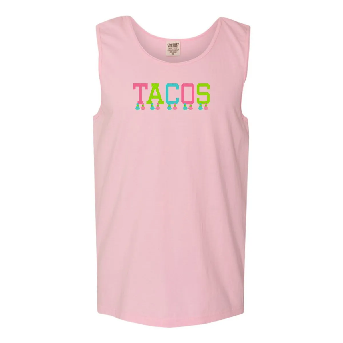 Embroidered Tasseled 'Tacos' Tank Top