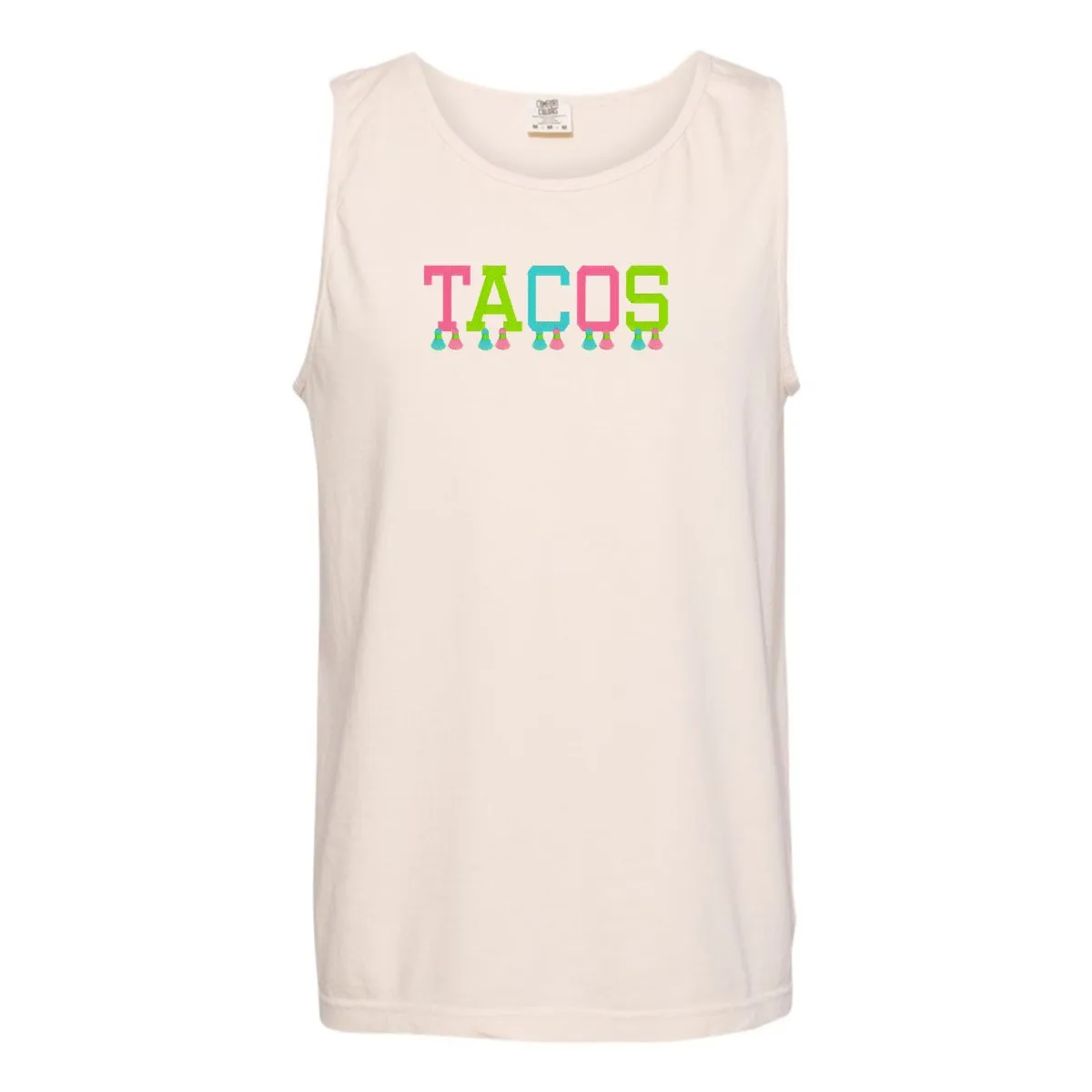 Embroidered Tasseled 'Tacos' Tank Top