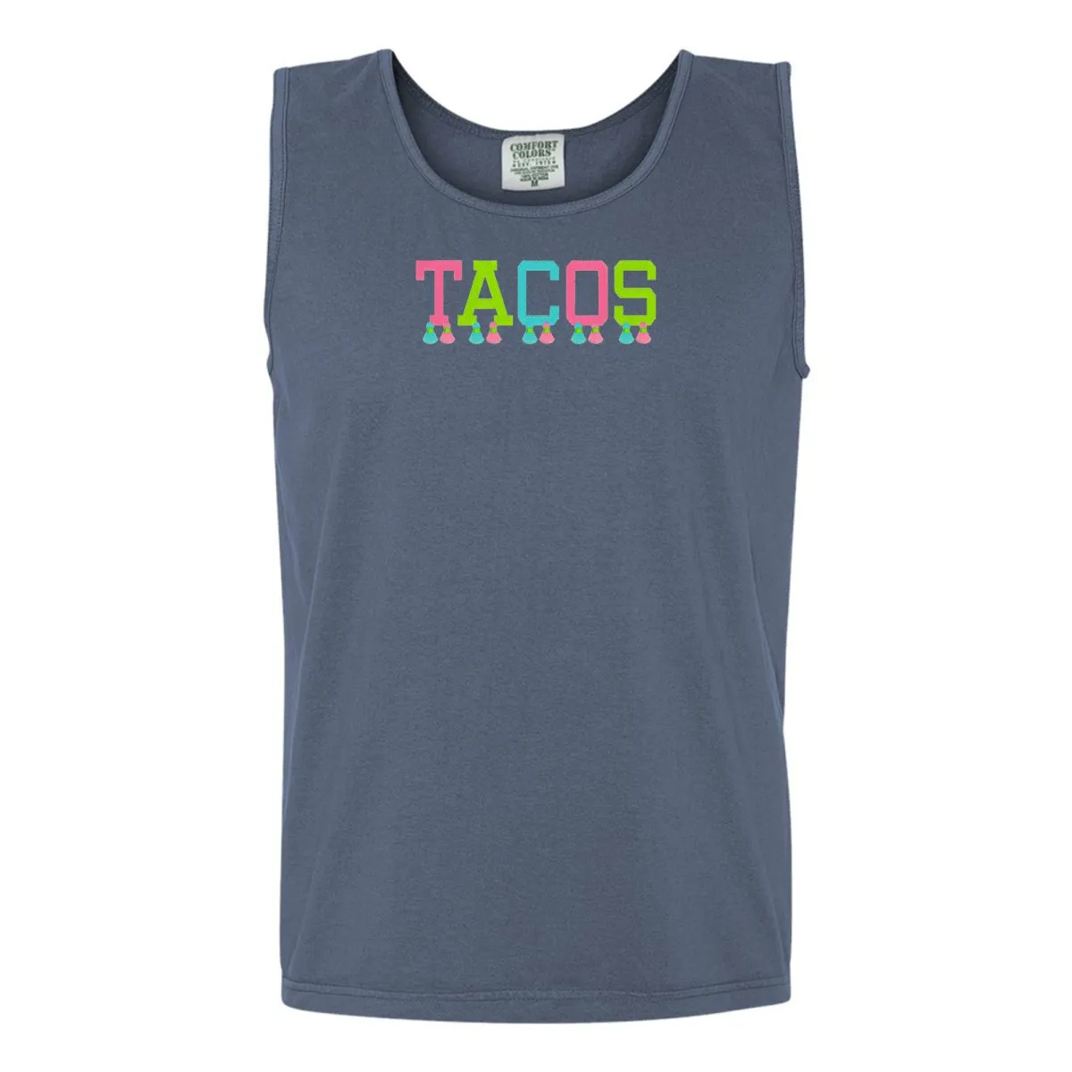 Embroidered Tasseled 'Tacos' Tank Top