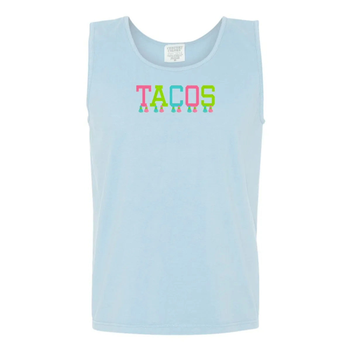 Embroidered Tasseled 'Tacos' Tank Top