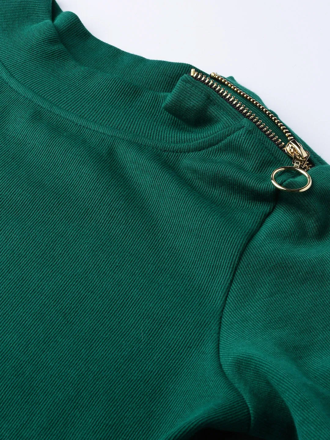 Emerald High Neck Rib Top