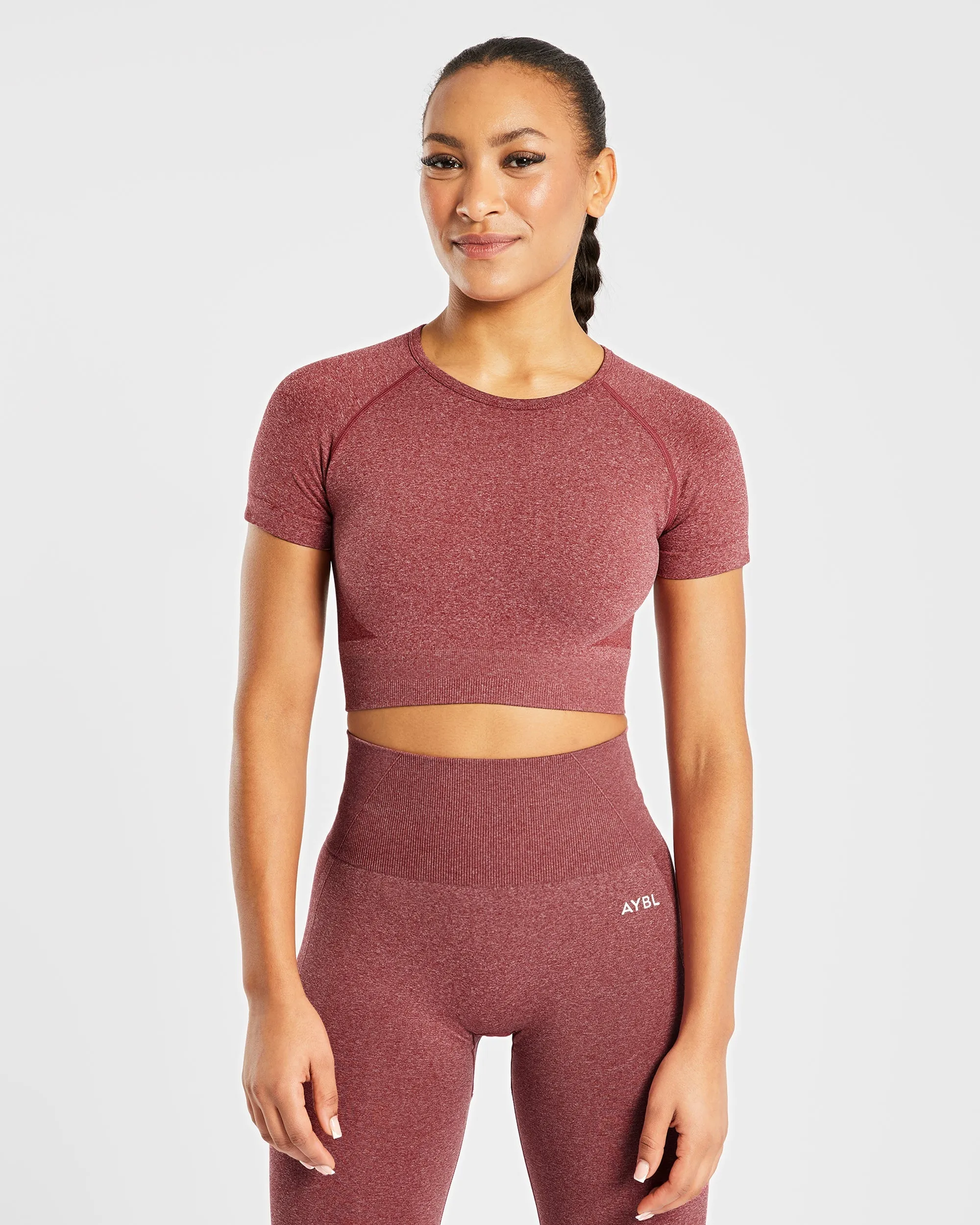 Empower Seamless Crop Top - Red Marl