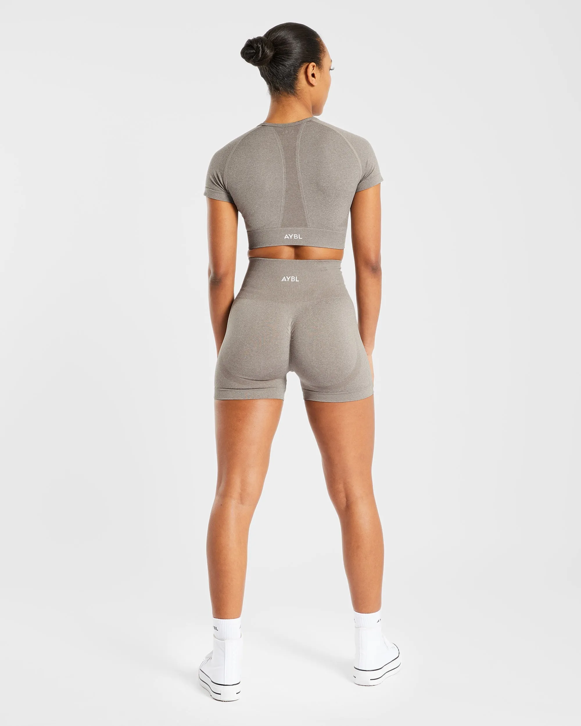 Empower Seamless Crop Top - Taupe Marl