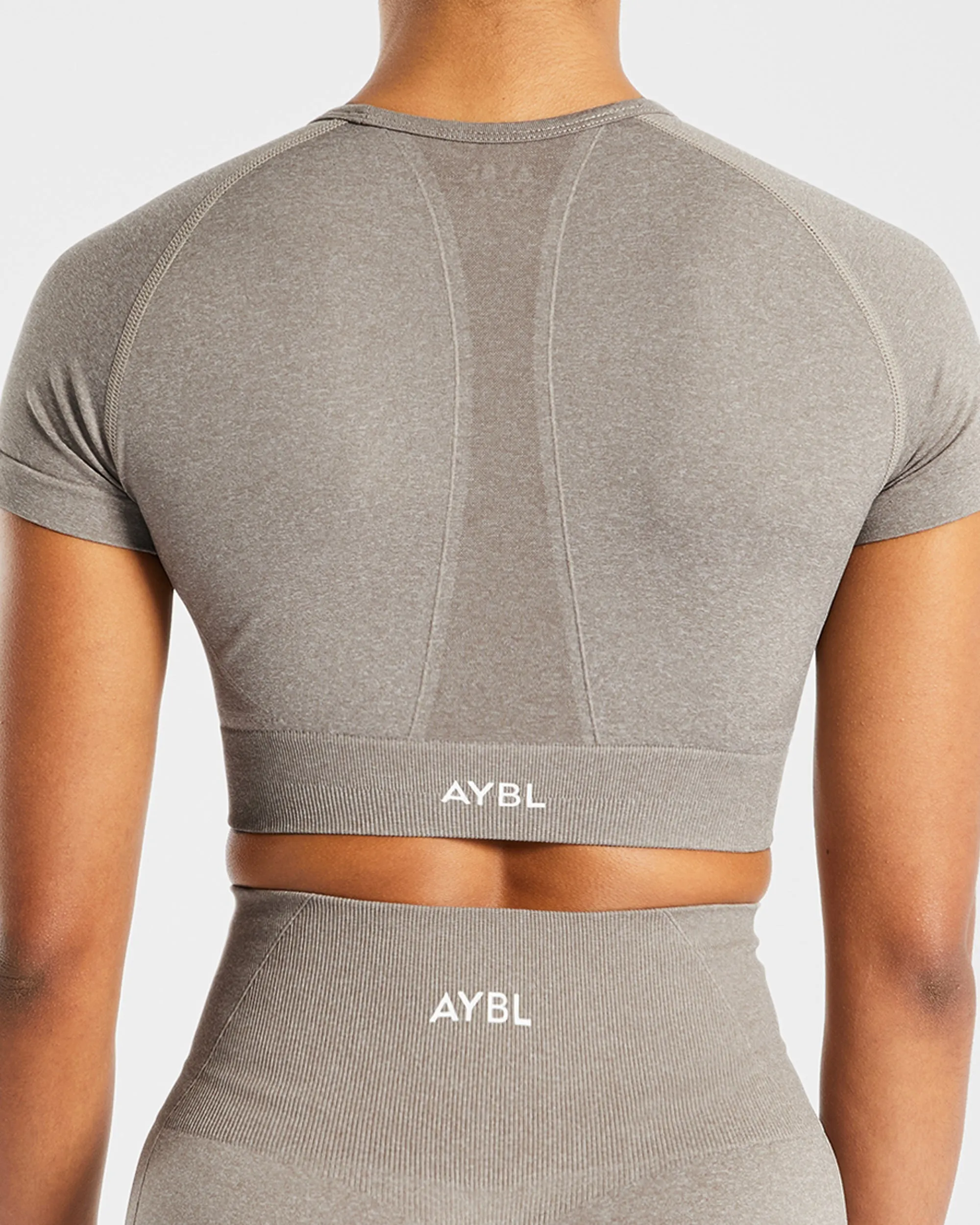 Empower Seamless Crop Top - Taupe Marl